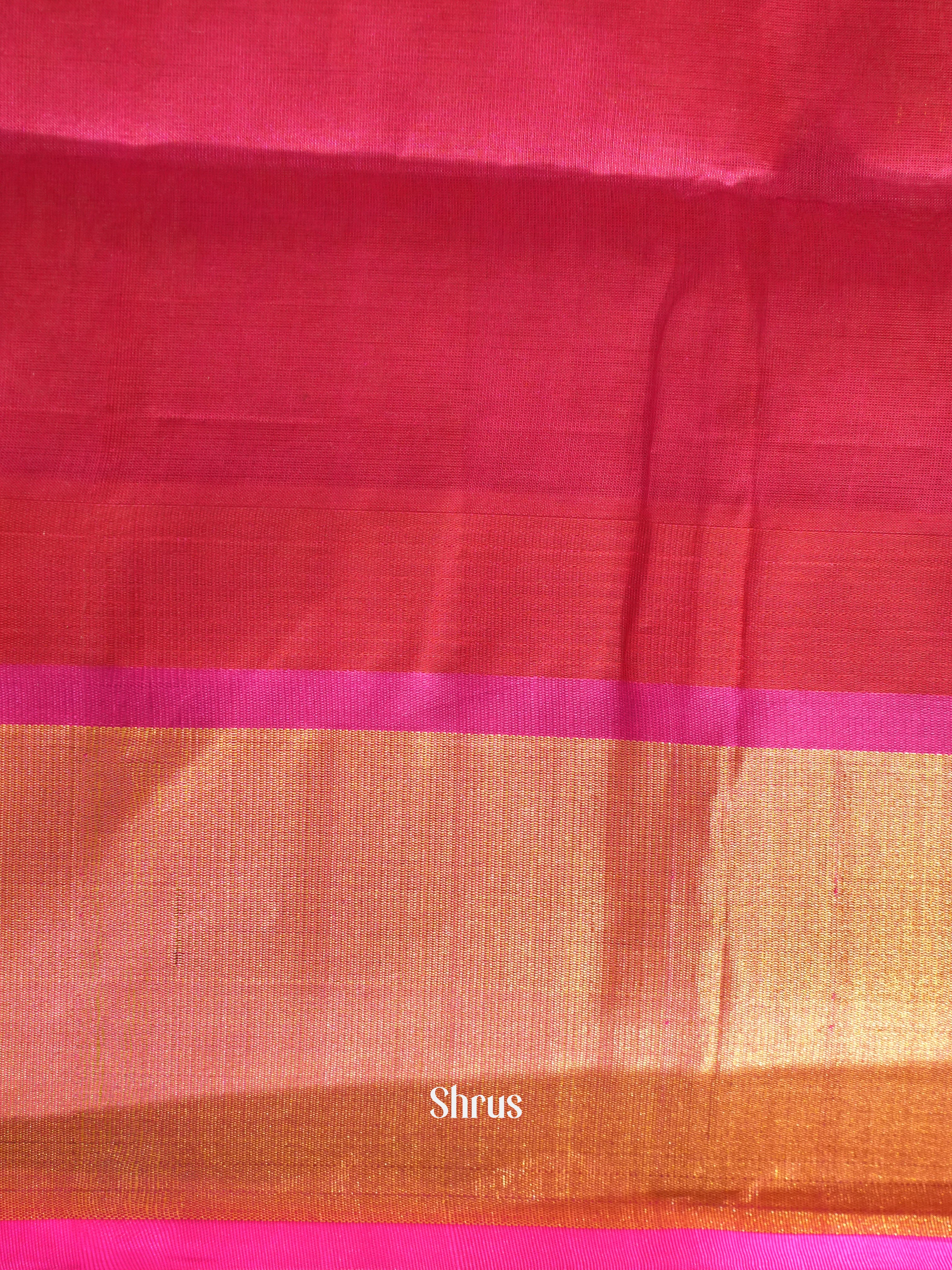 Cream & Pink - Silk Cotton Saree - Shop on ShrusEternity.com