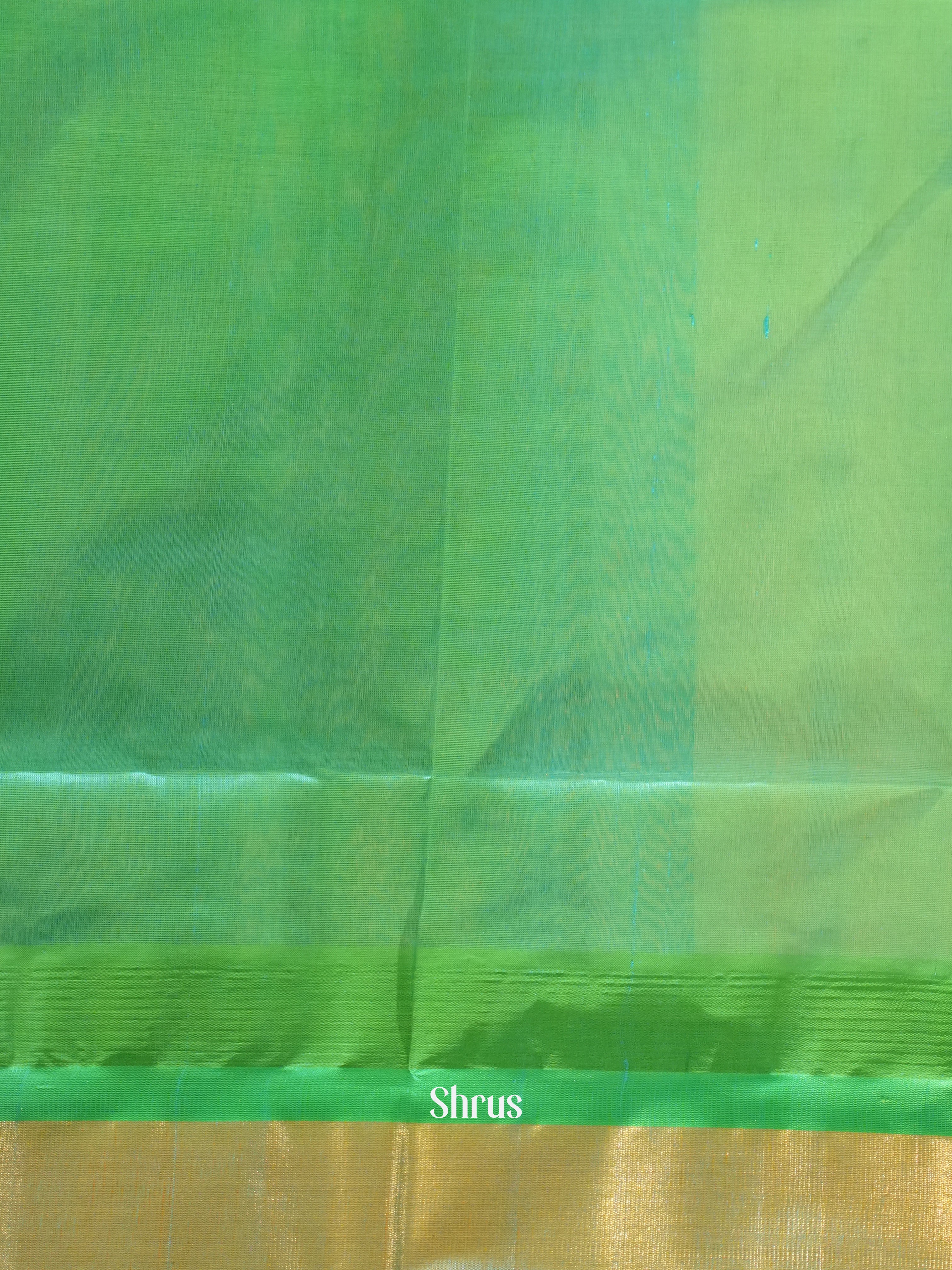 Cream & Teal Green - Silk Cotton Saree - Shop on ShrusEternity.com