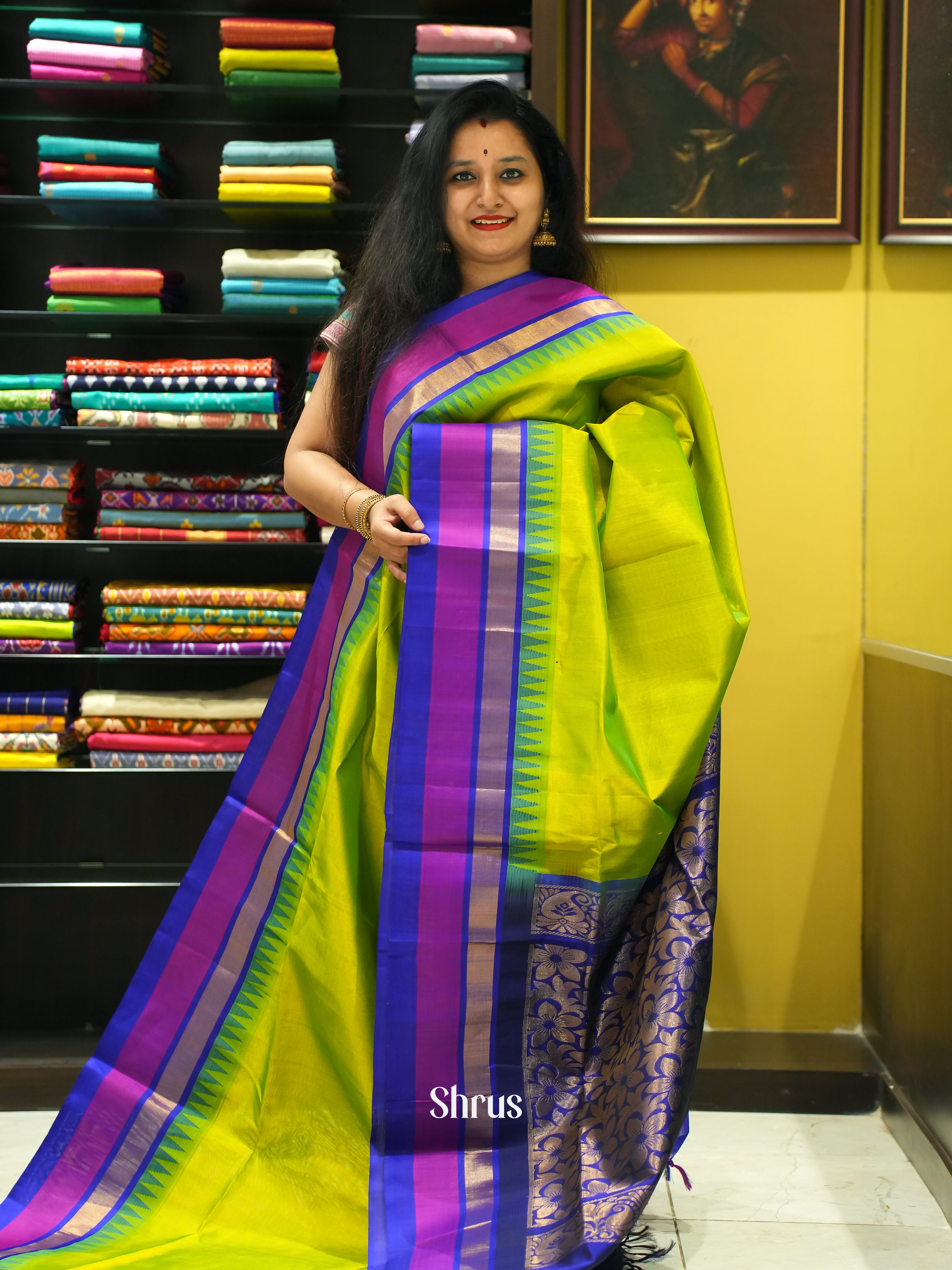 Green & Blue - Silk Cotton Saree - Shop on ShrusEternity.com