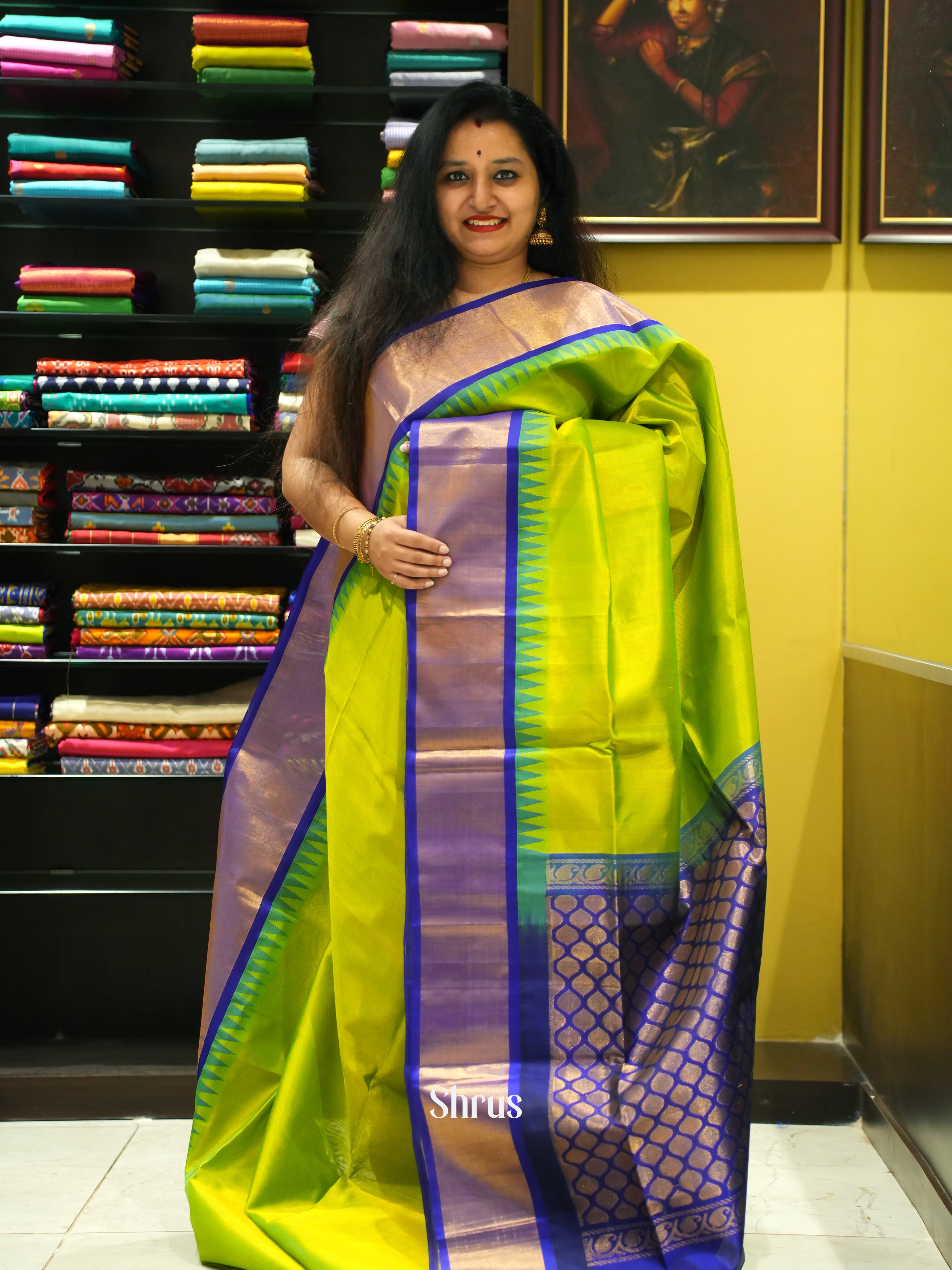 Green & Blue - Silk Cotton Saree - Shop on ShrusEternity.com