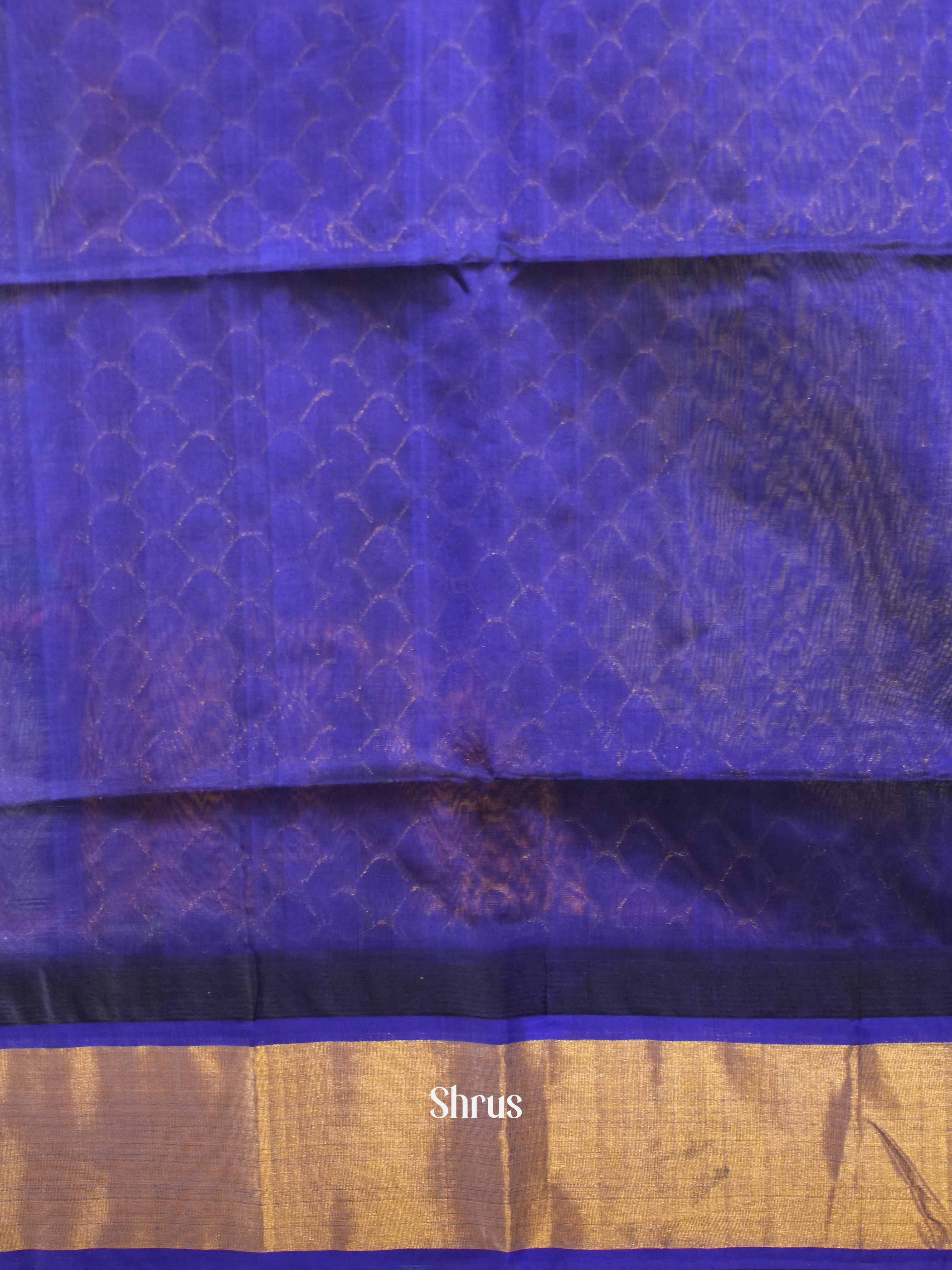 Cream & Blue - Silk Cotton Saree - Shop on ShrusEternity.com