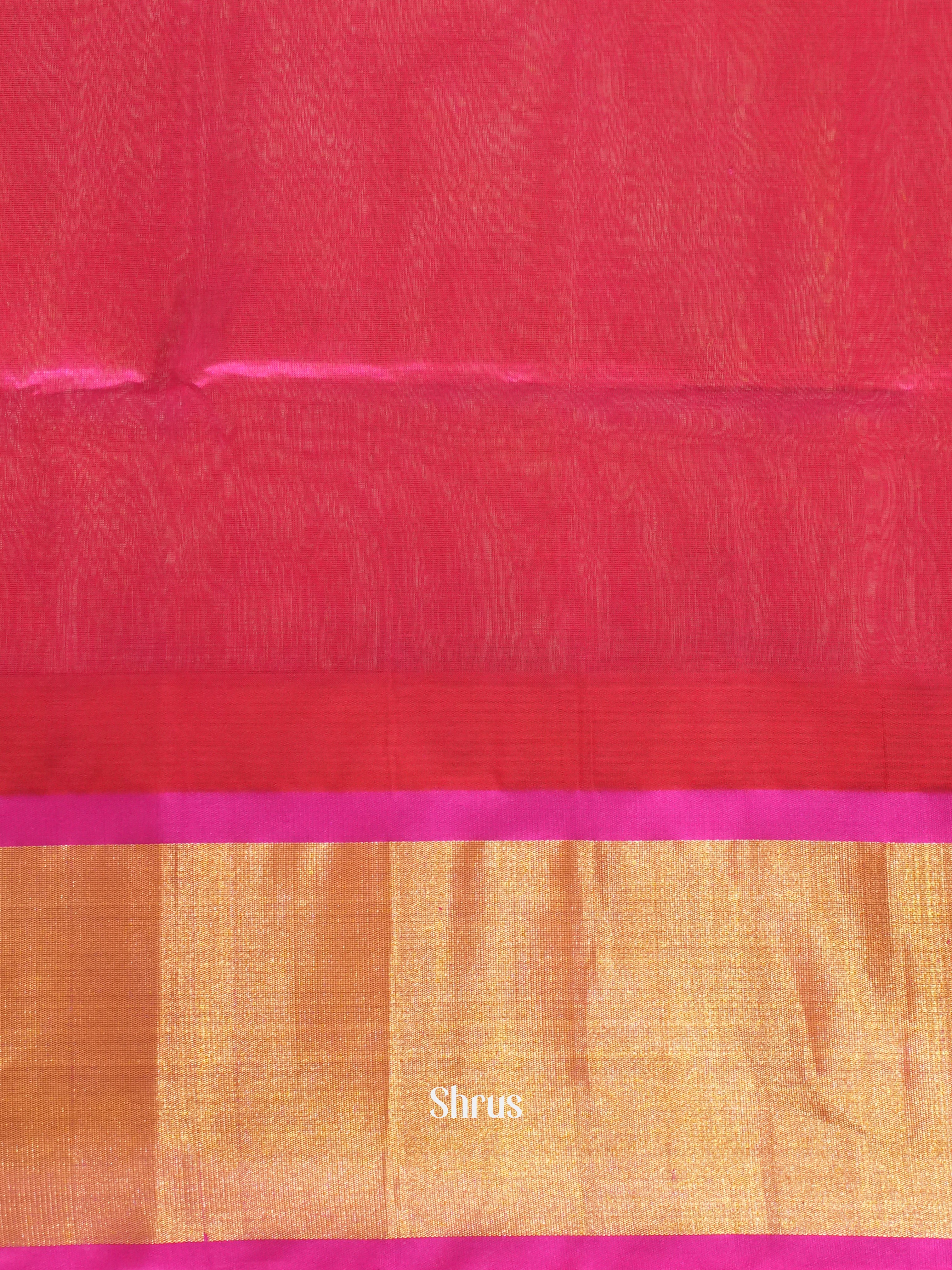Cream & Pink - Silk Cotton Saree - Shop on ShrusEternity.com