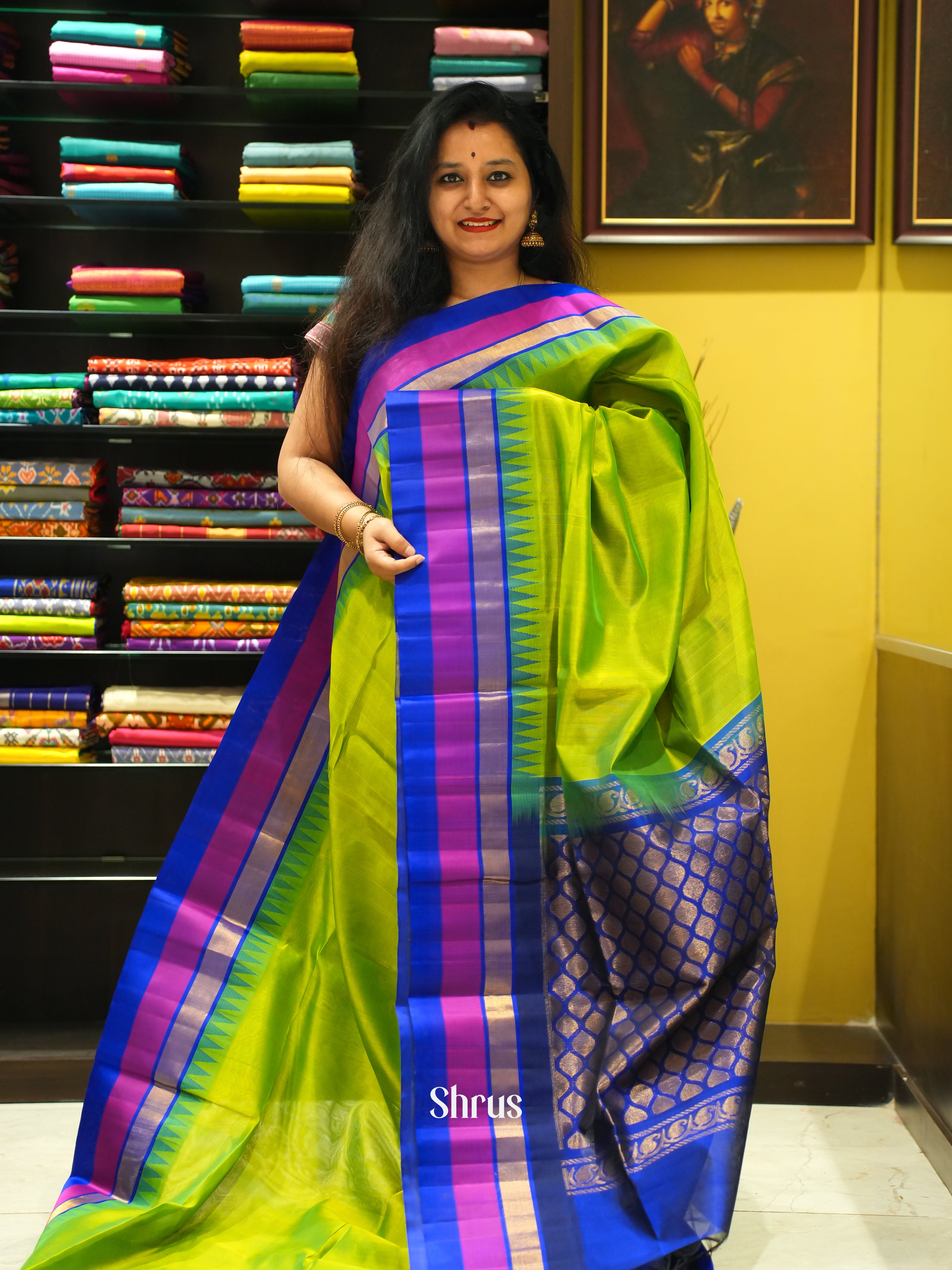 Green & Blue - Silk Cotton Saree - Shop on ShrusEternity.com