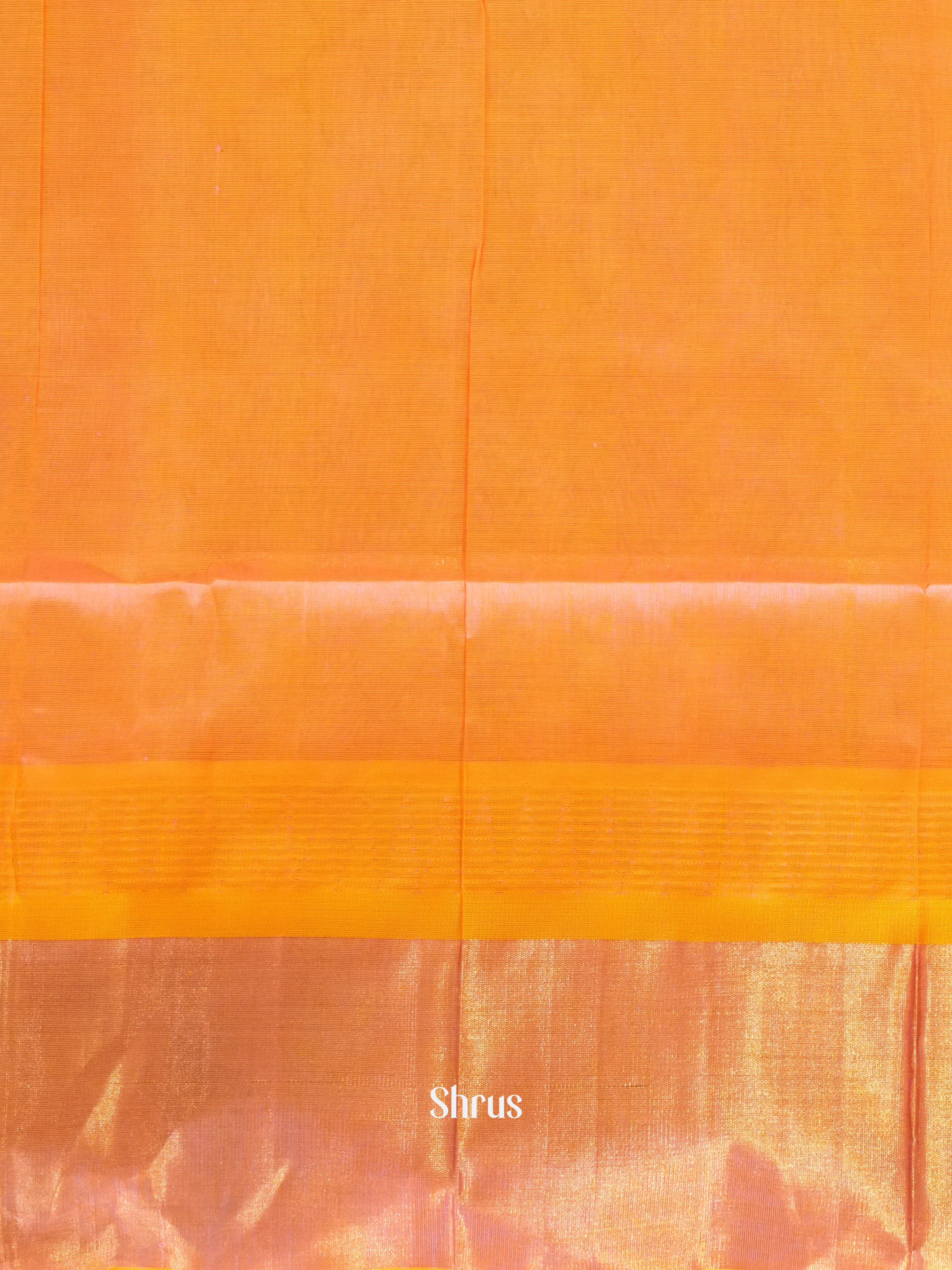 Cream & Orange - Silk Cotton Saree - Shop on ShrusEternity.com