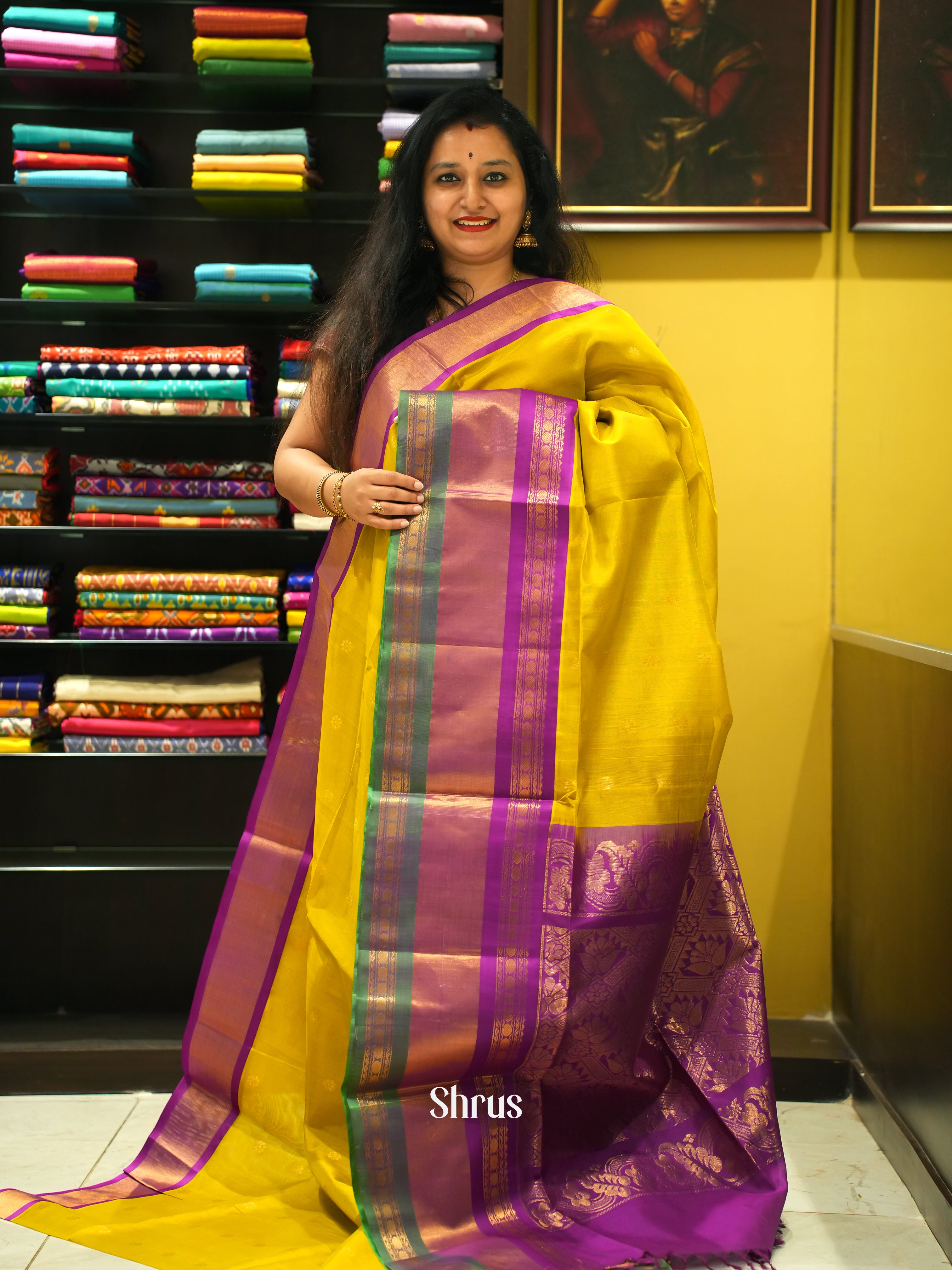 Mathulir Green & Purple- Silk Cotton - Shop on ShrusEternity.com