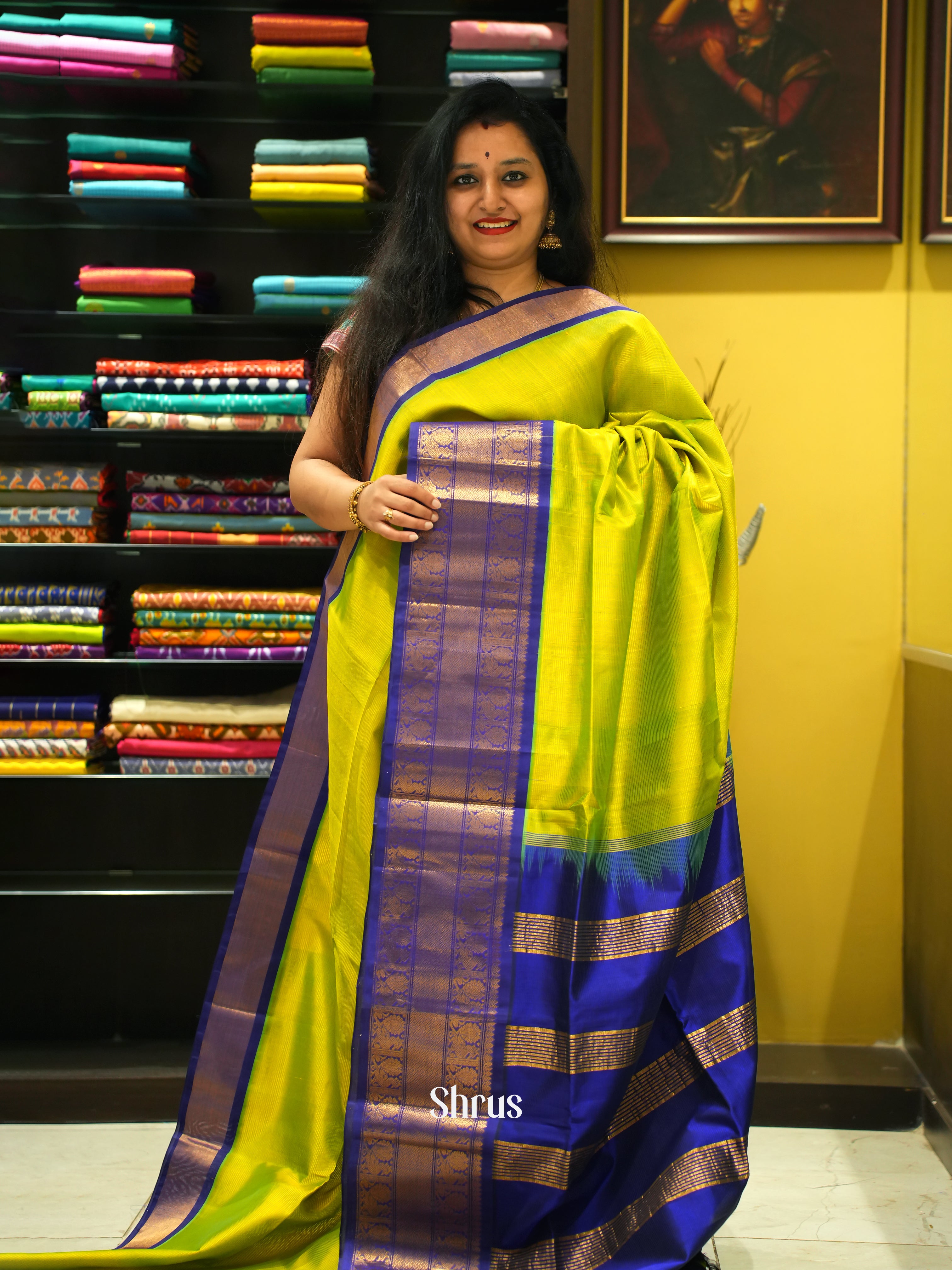 Green & Blue - Silk Cotton Saree - Shop on ShrusEternity.com