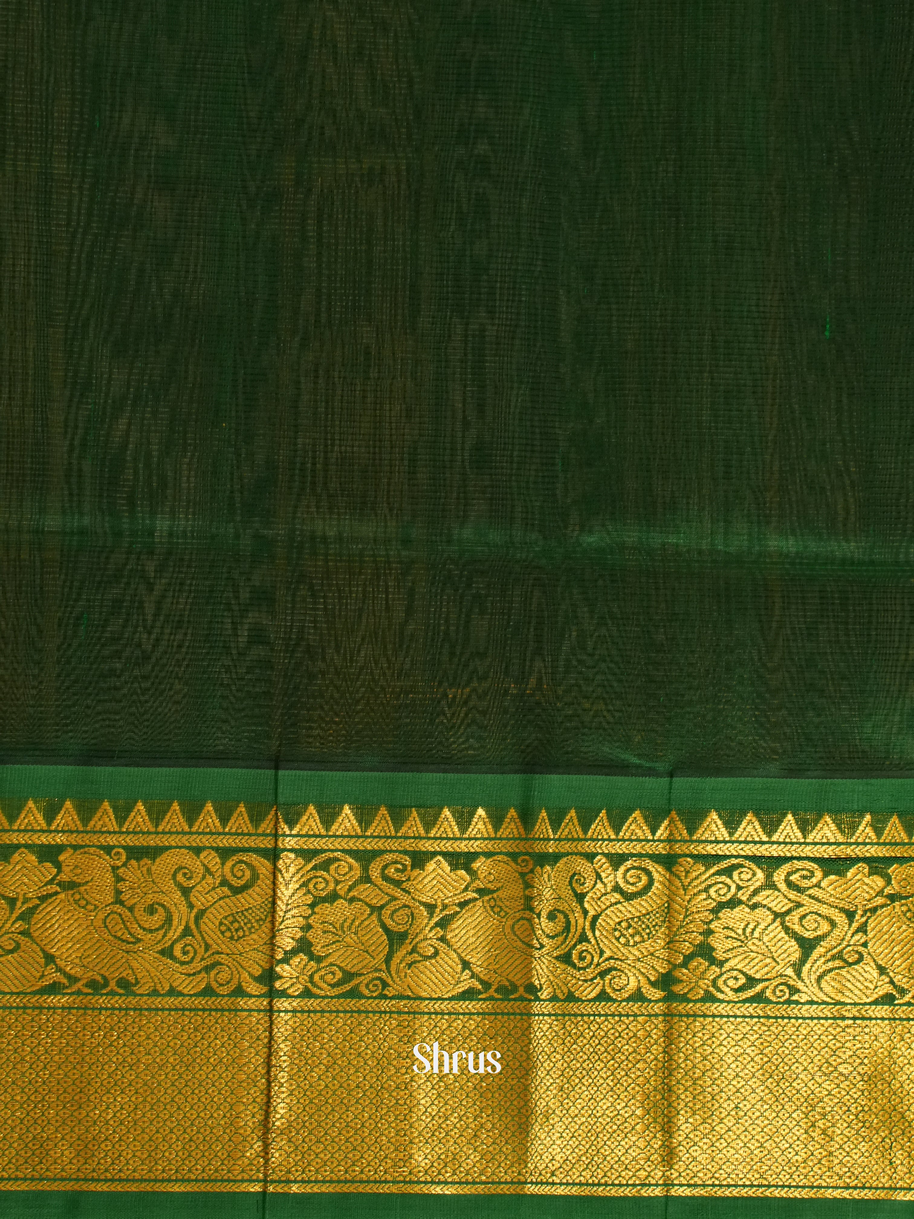 Cream & Green - Silk Cotton Saree - Shop on ShrusEternity.com