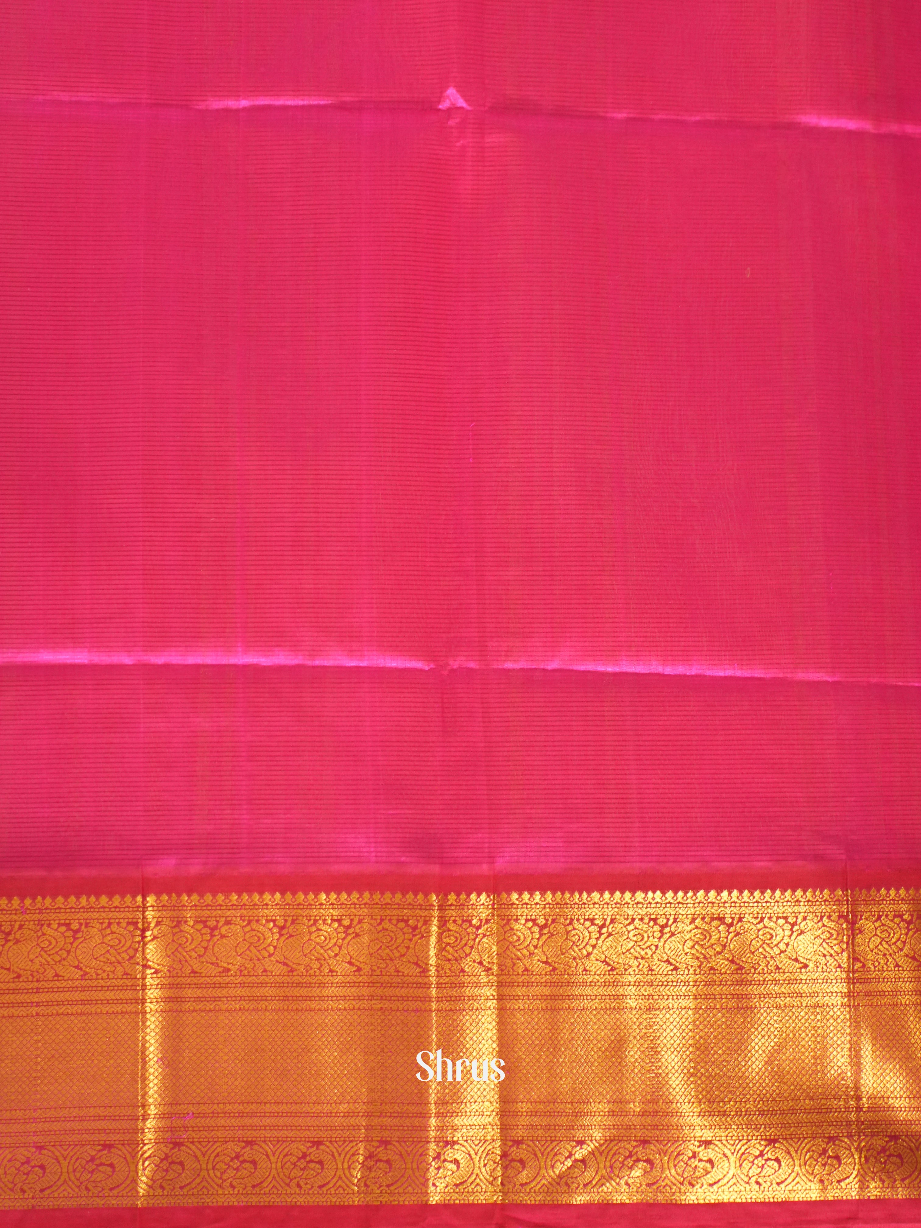Cream & Pink - Silk Cotton Saree - Shop on ShrusEternity.com