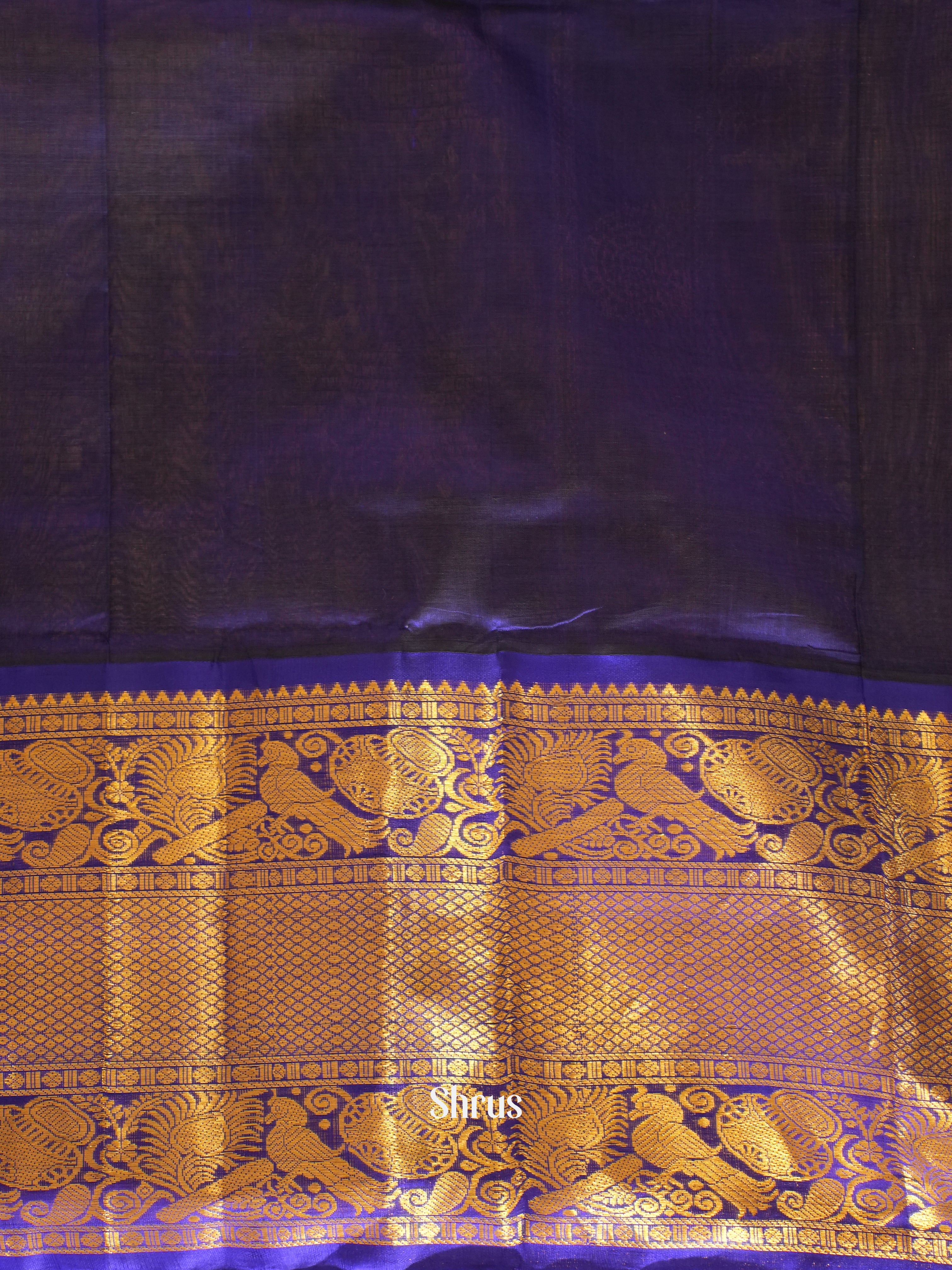 Yellow & Blue - Silk Cotton Saree - Shop on ShrusEternity.com
