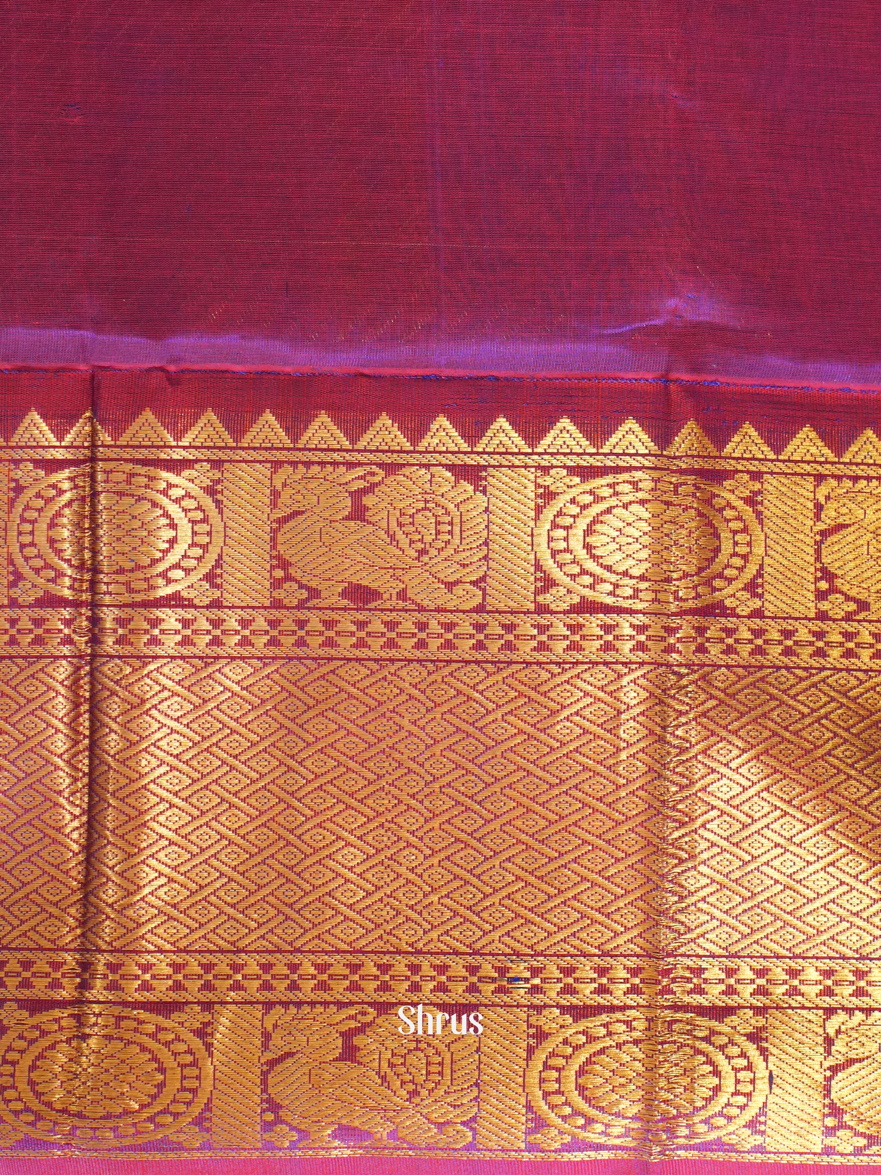Peach & Purple - Silk Cotton Saree - Shop on ShrusEternity.com
