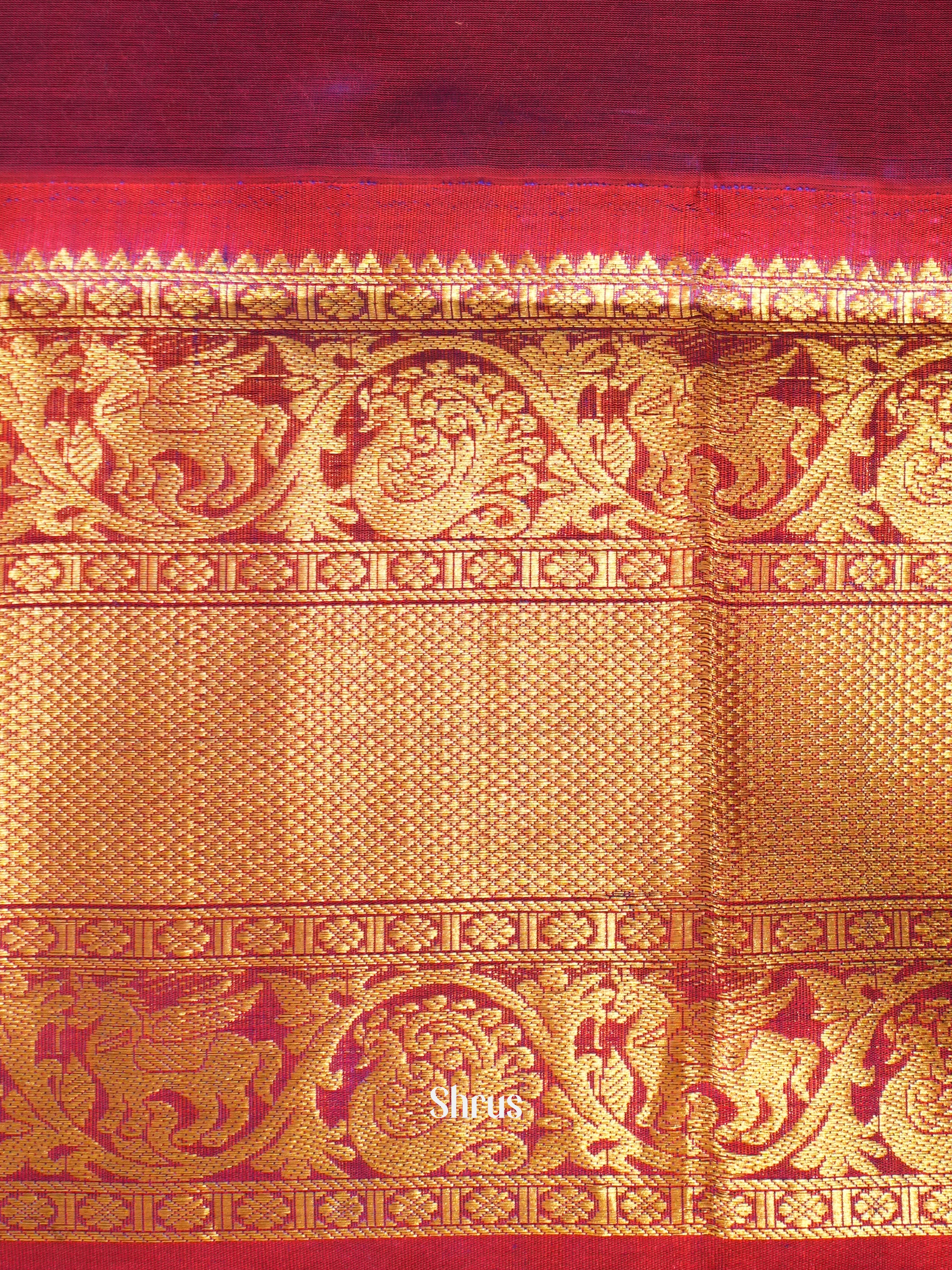 Peach & Purple - Silk Cotton Saree - Shop on ShrusEternity.com