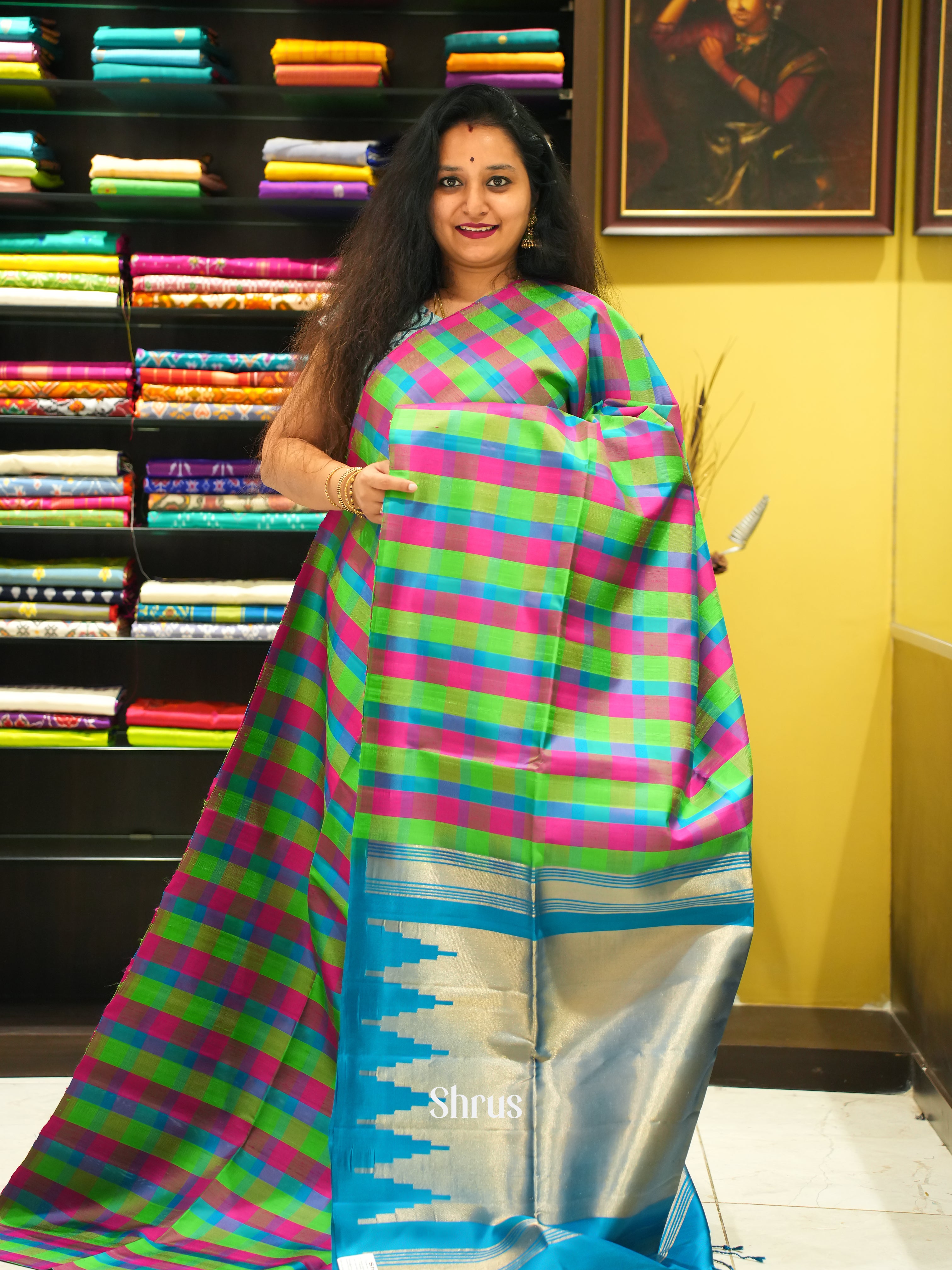 Green & Blue - soft Silk Saree - Shop on ShrusEternity.com