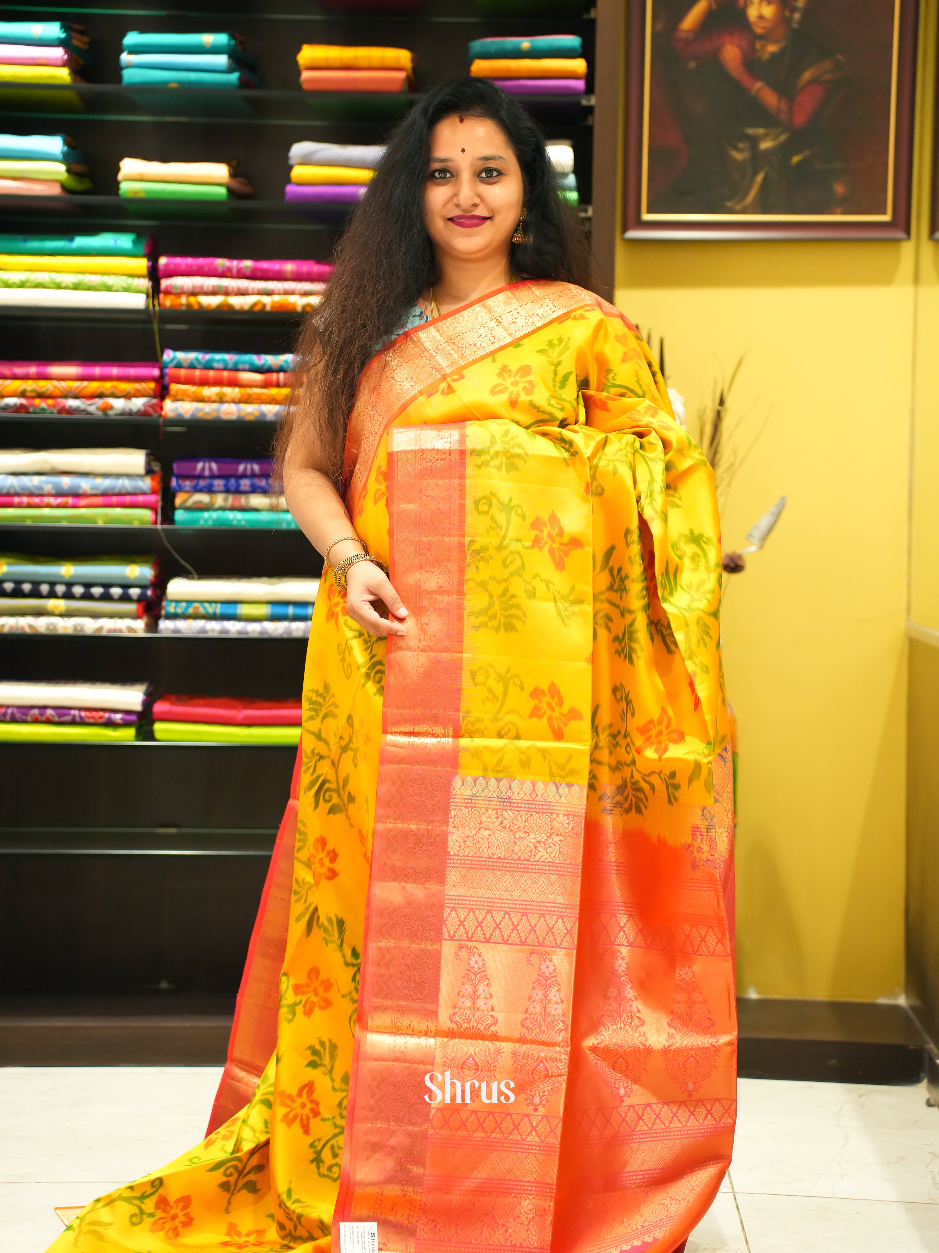 Yellow & Orange - soft Silk Saree - Shop on ShrusEternity.com
