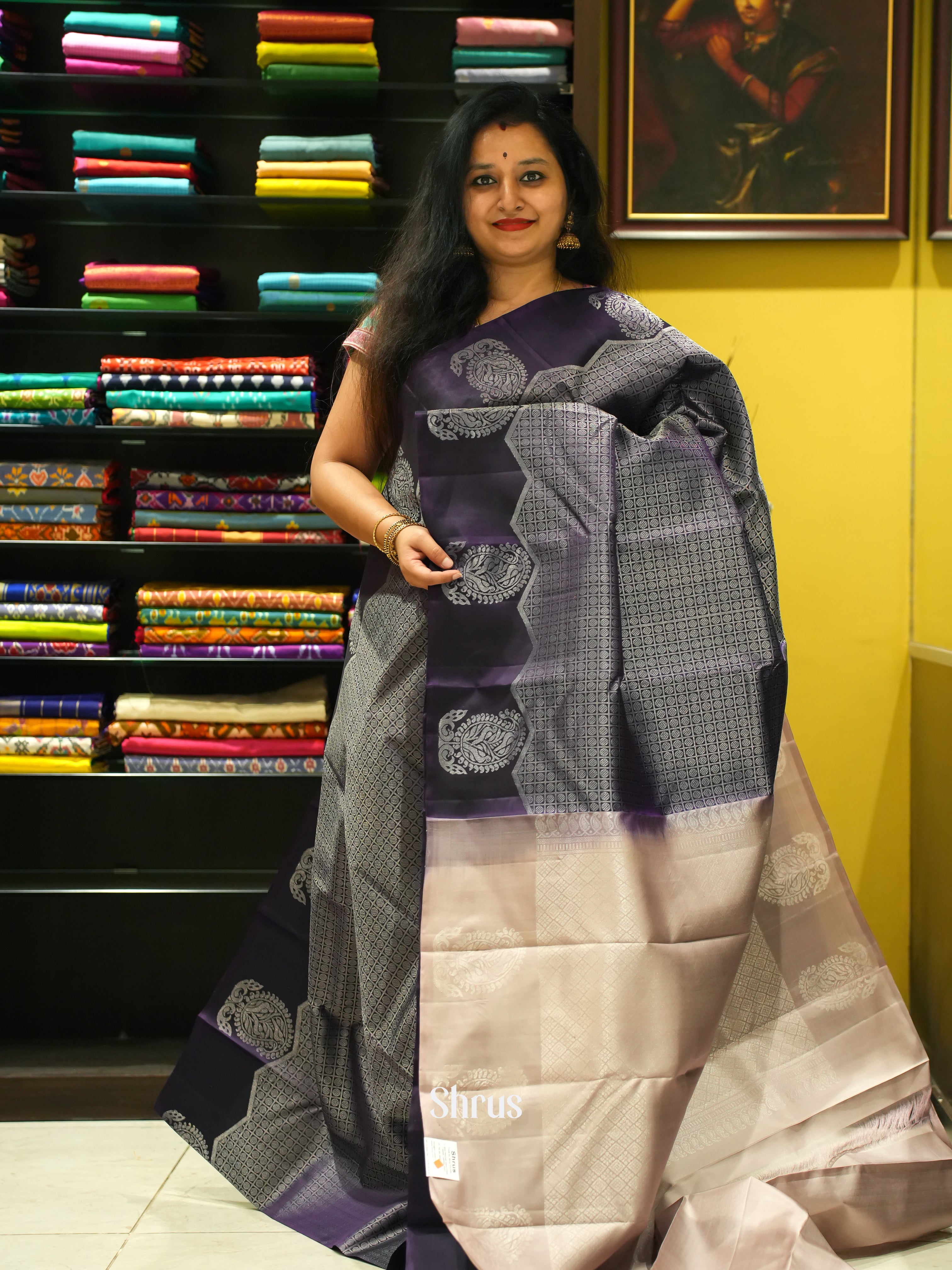 Blue & Dusty Pink - Soft Silk Saree - Shop on ShrusEternity.com