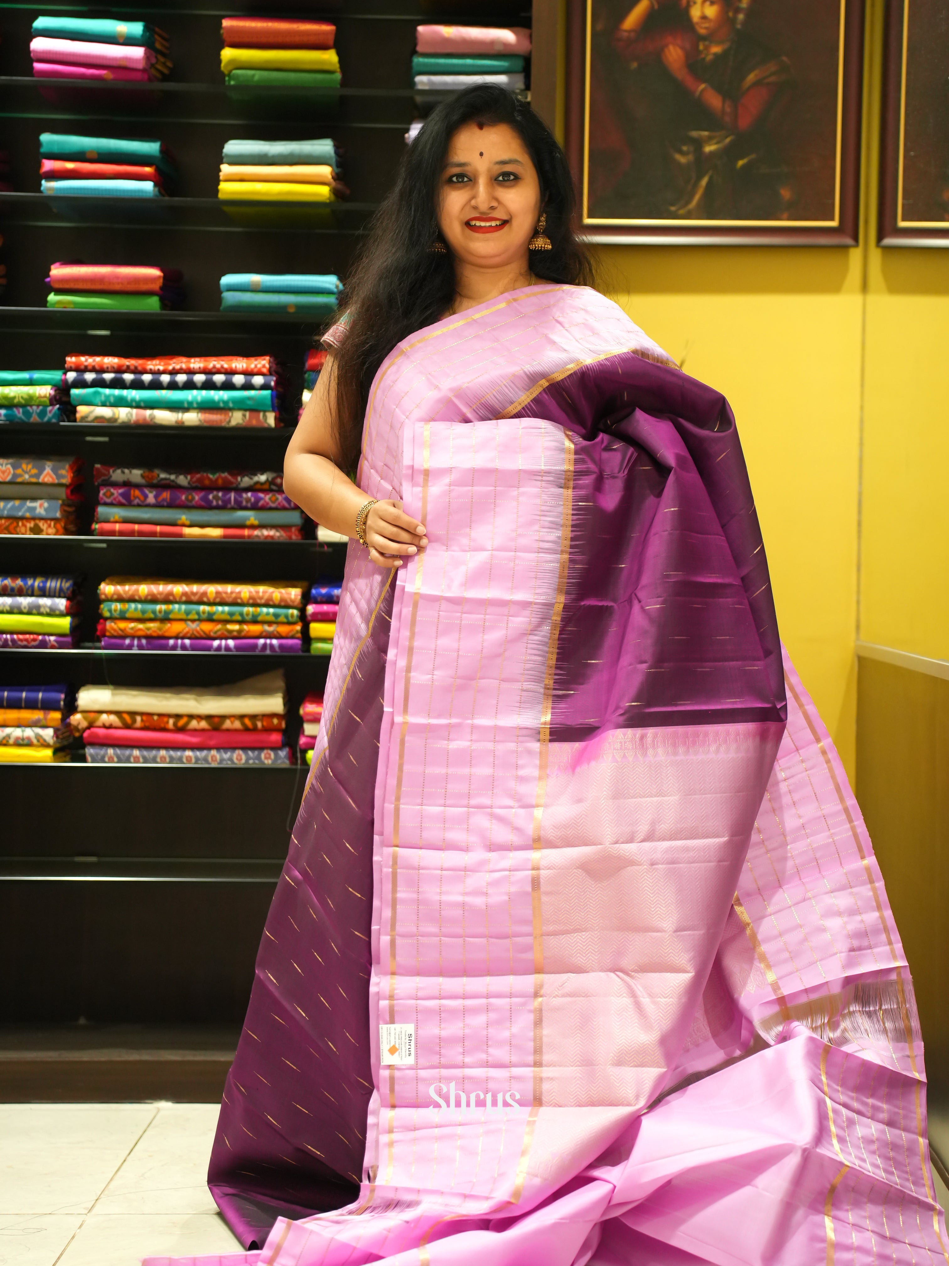 Purple & Pink - Soft Silk Saree - Shop on ShrusEternity.com
