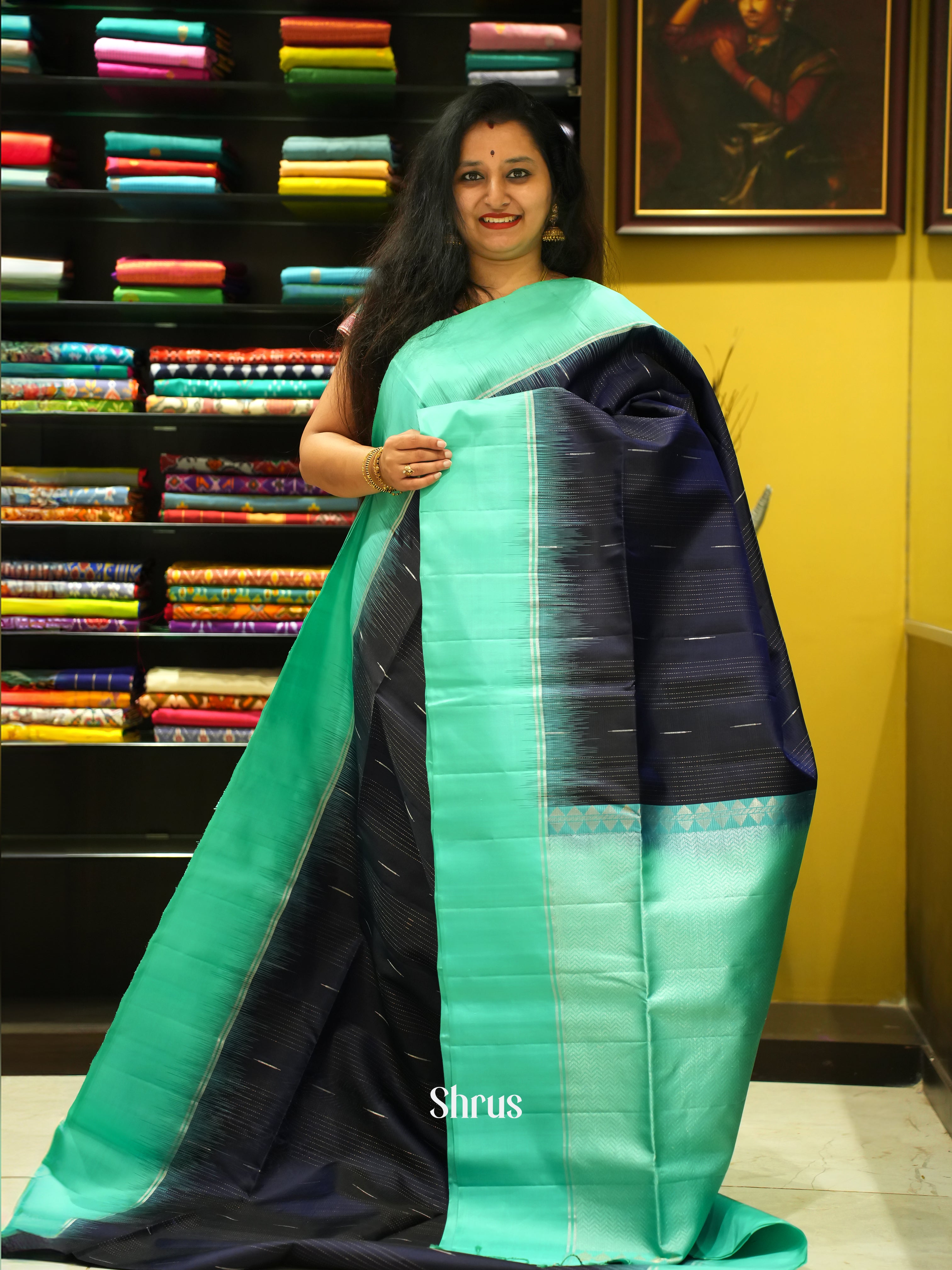 Blue & Turquoise - Soft Silk Saree - Shop on ShrusEternity.com