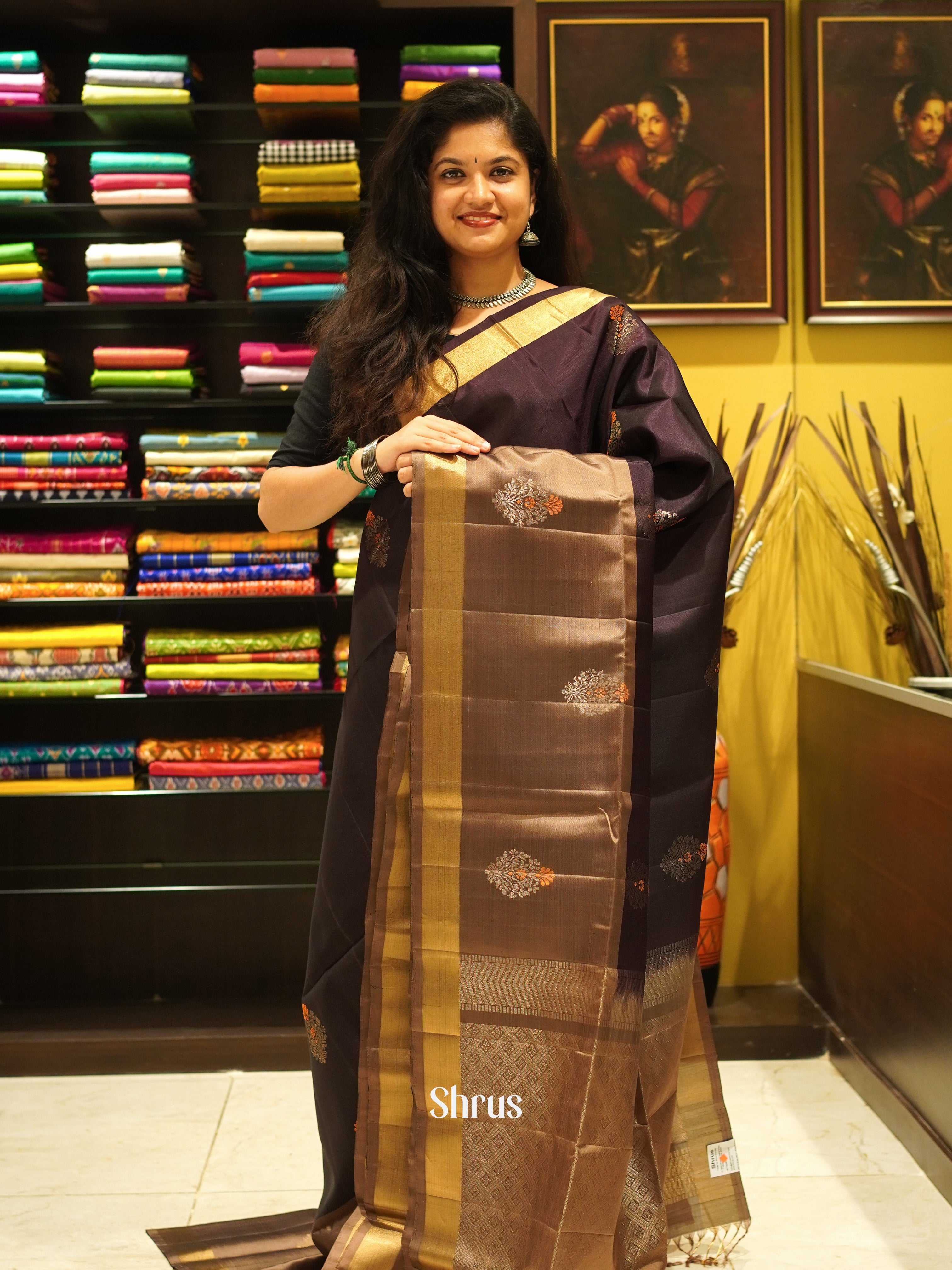 Coffee Brown & Brown - Softsilk-halfpure Saree - Shop on ShrusEternity.com