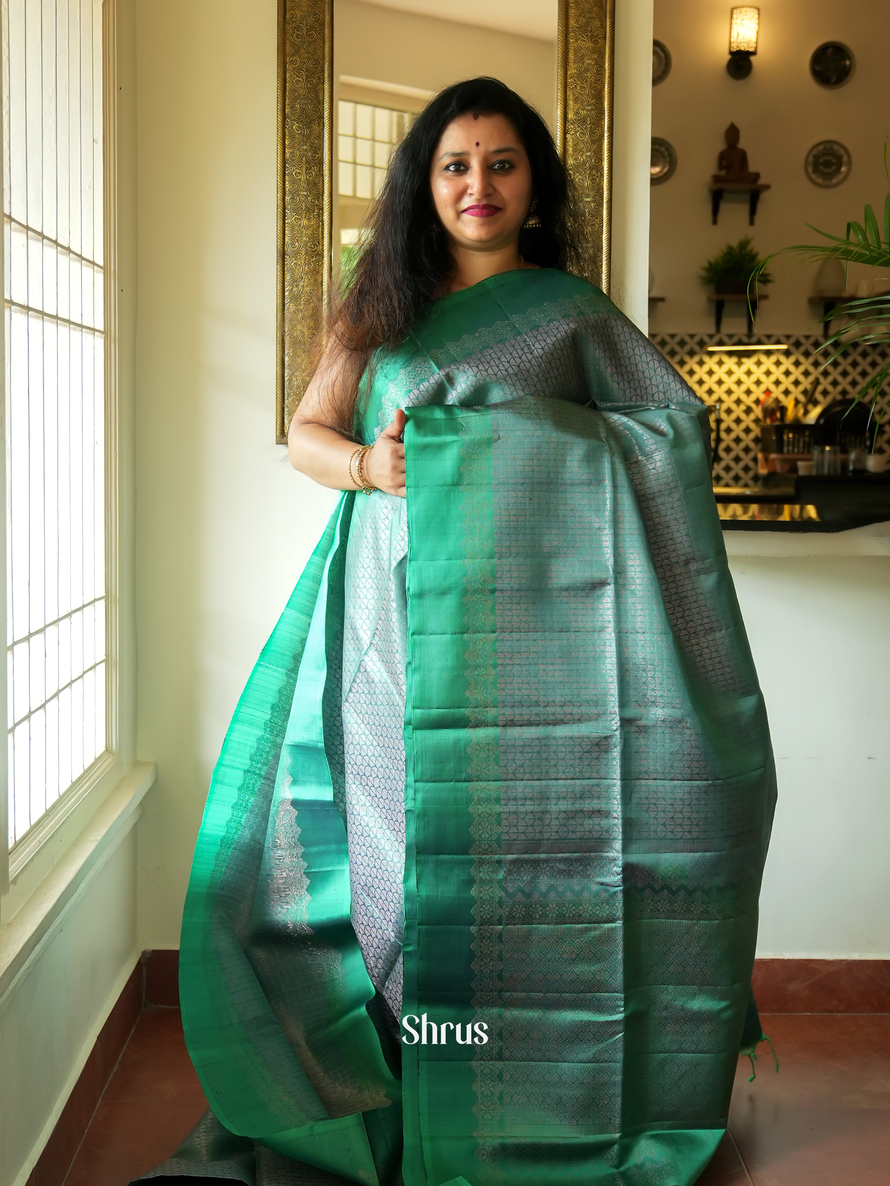 Green(Single Tone) - Soft Silk Saree - Shop on ShrusEternity.com
