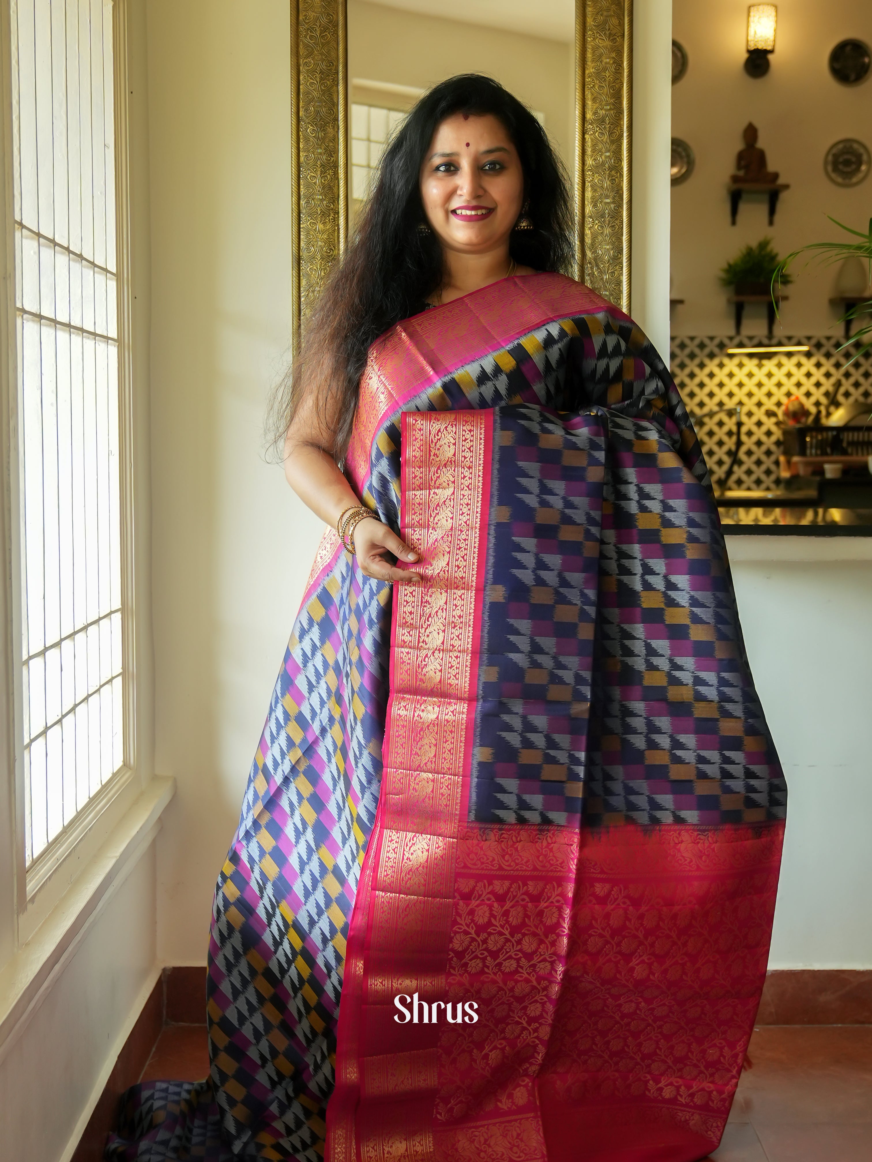 Purple & Pink - Soft Silk Saree - Shop on ShrusEternity.com