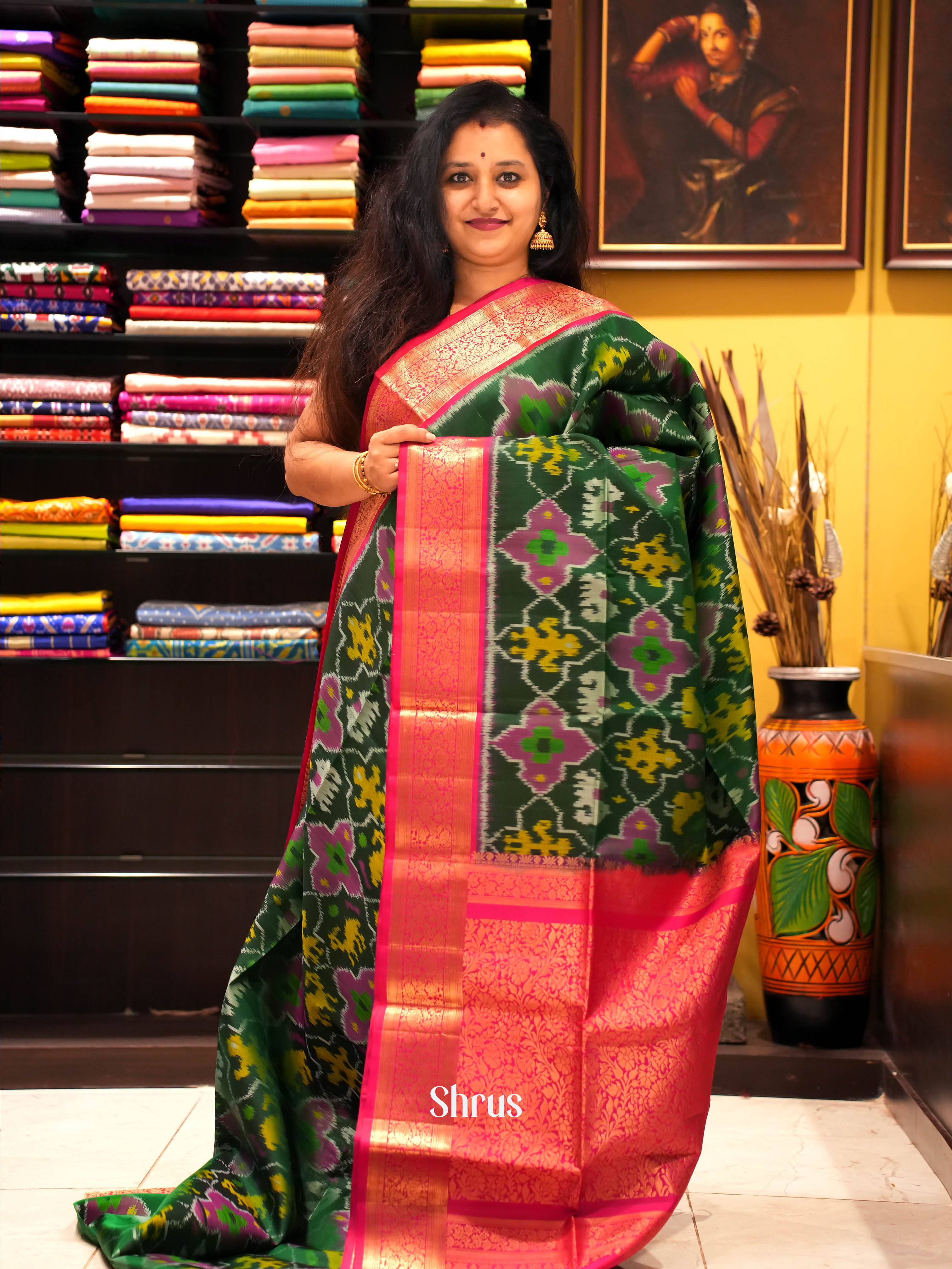 Green & Red - Soft Silk Saree-1