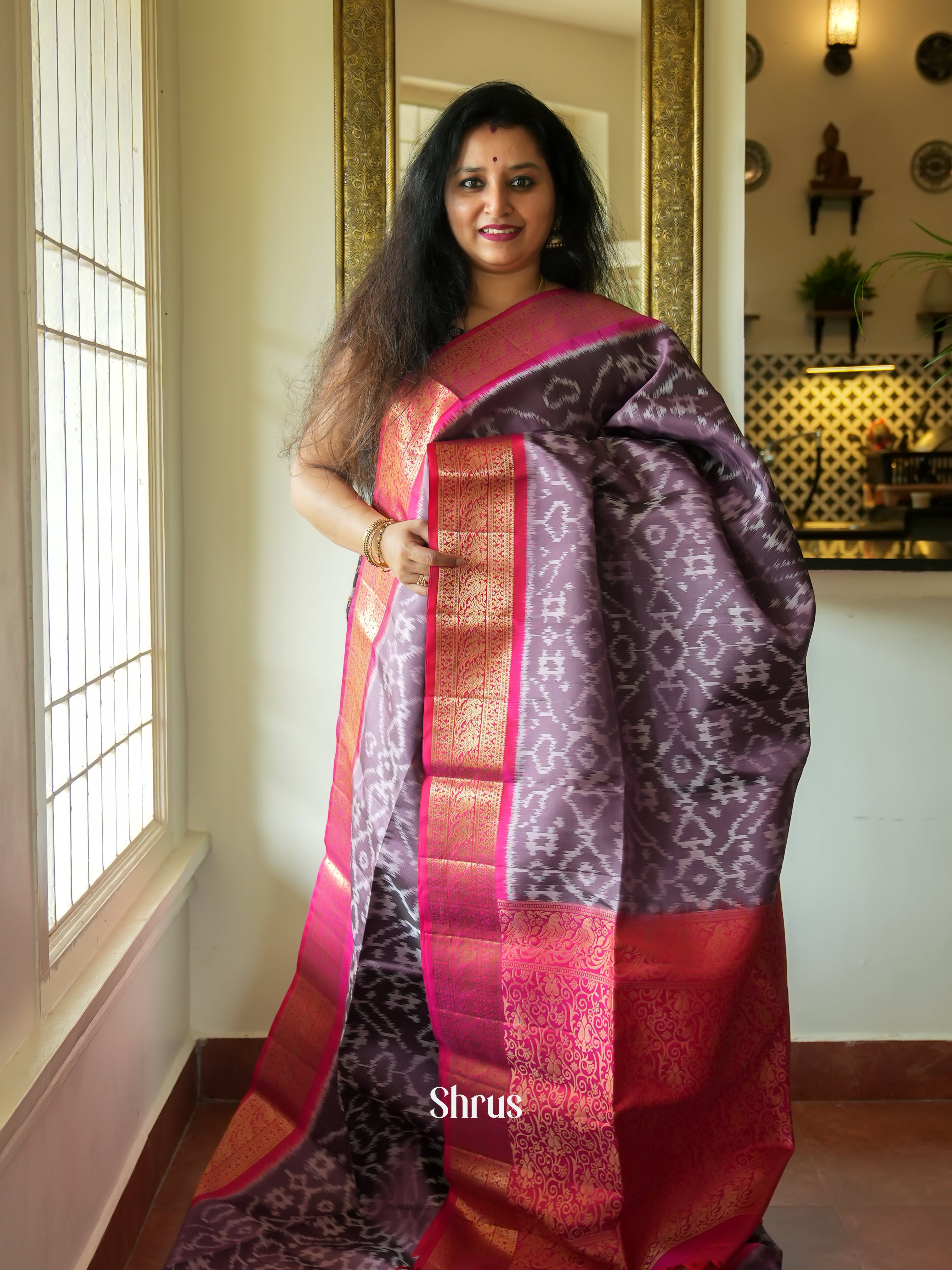 Purple & Pink - Soft Silk Saree - Shop on ShrusEternity.com