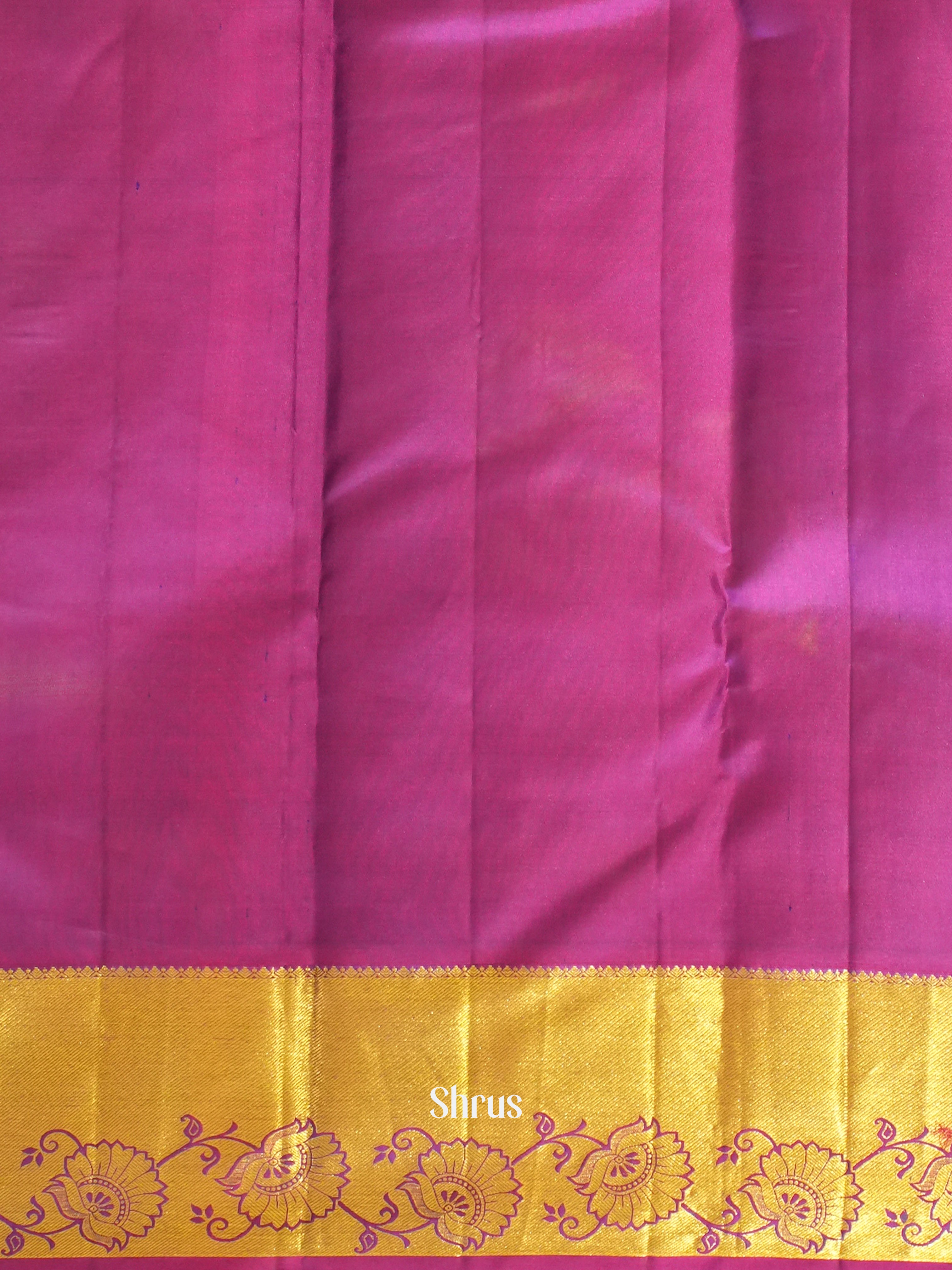 Blue and Majenta Korvai Kanchipuram silk Saree With Zari Woven Floral Brocade Design-2