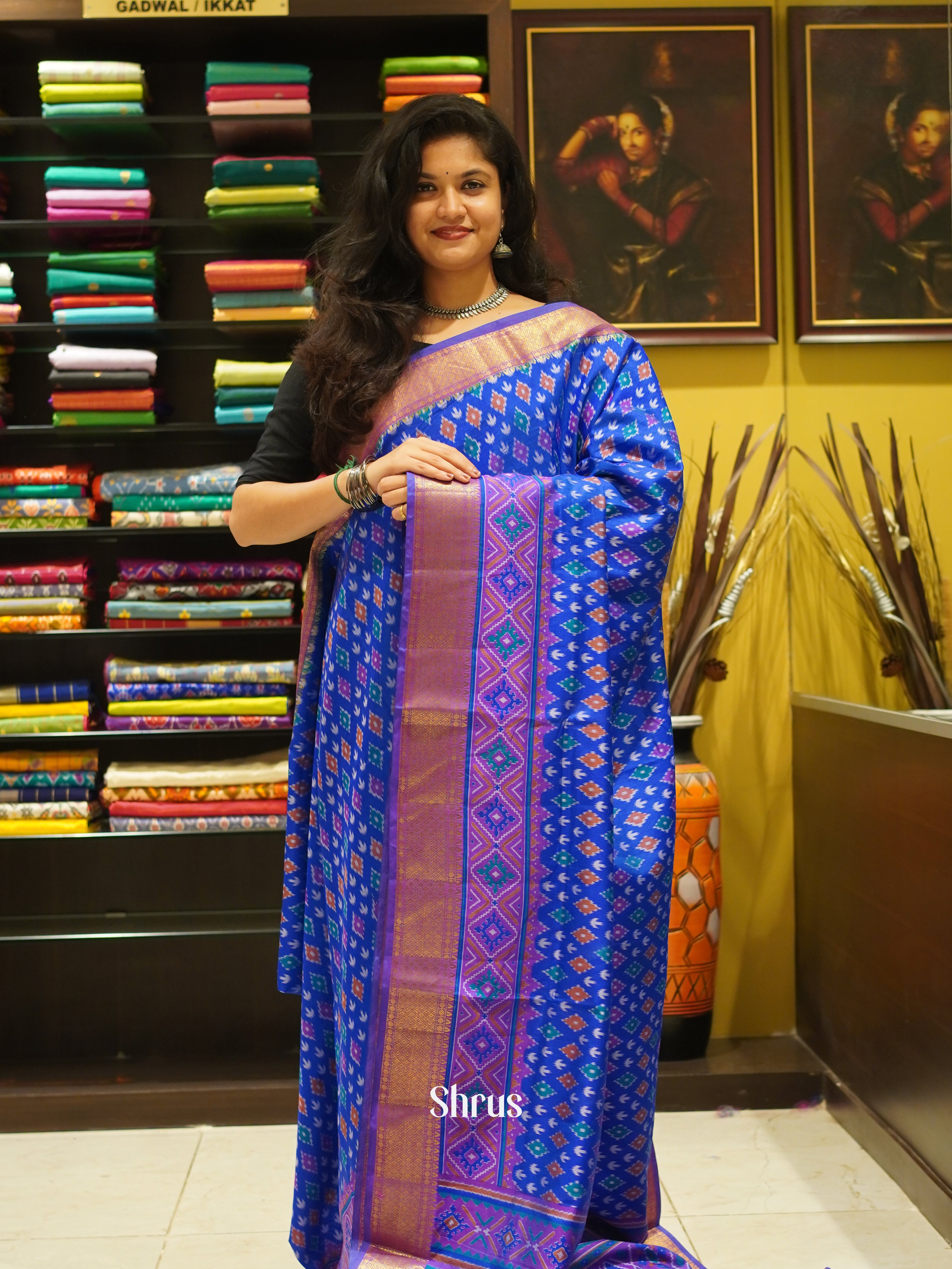 Blue & Purple - Semi Patola Saree - Shop on ShrusEternity.com