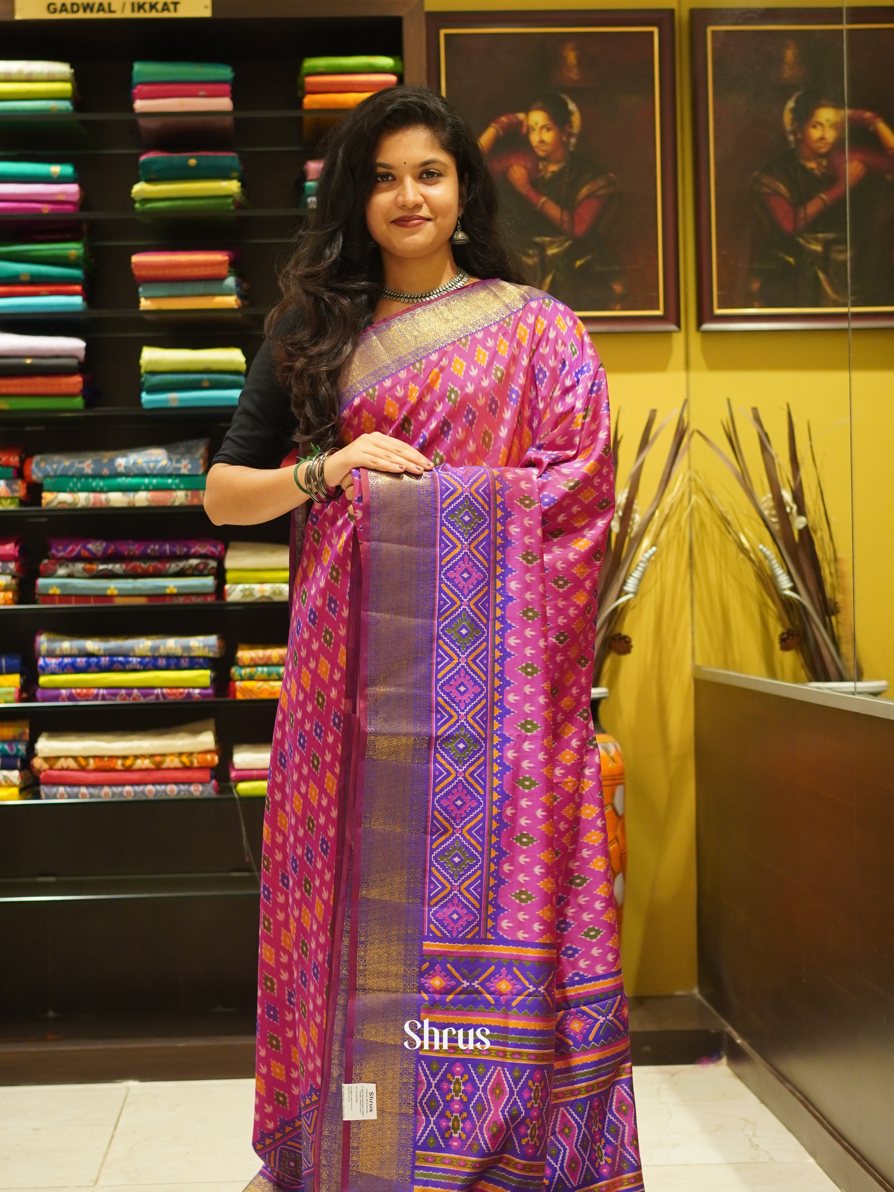 Pink & Purple - Semi Patola Saree - Shop on ShrusEternity.com