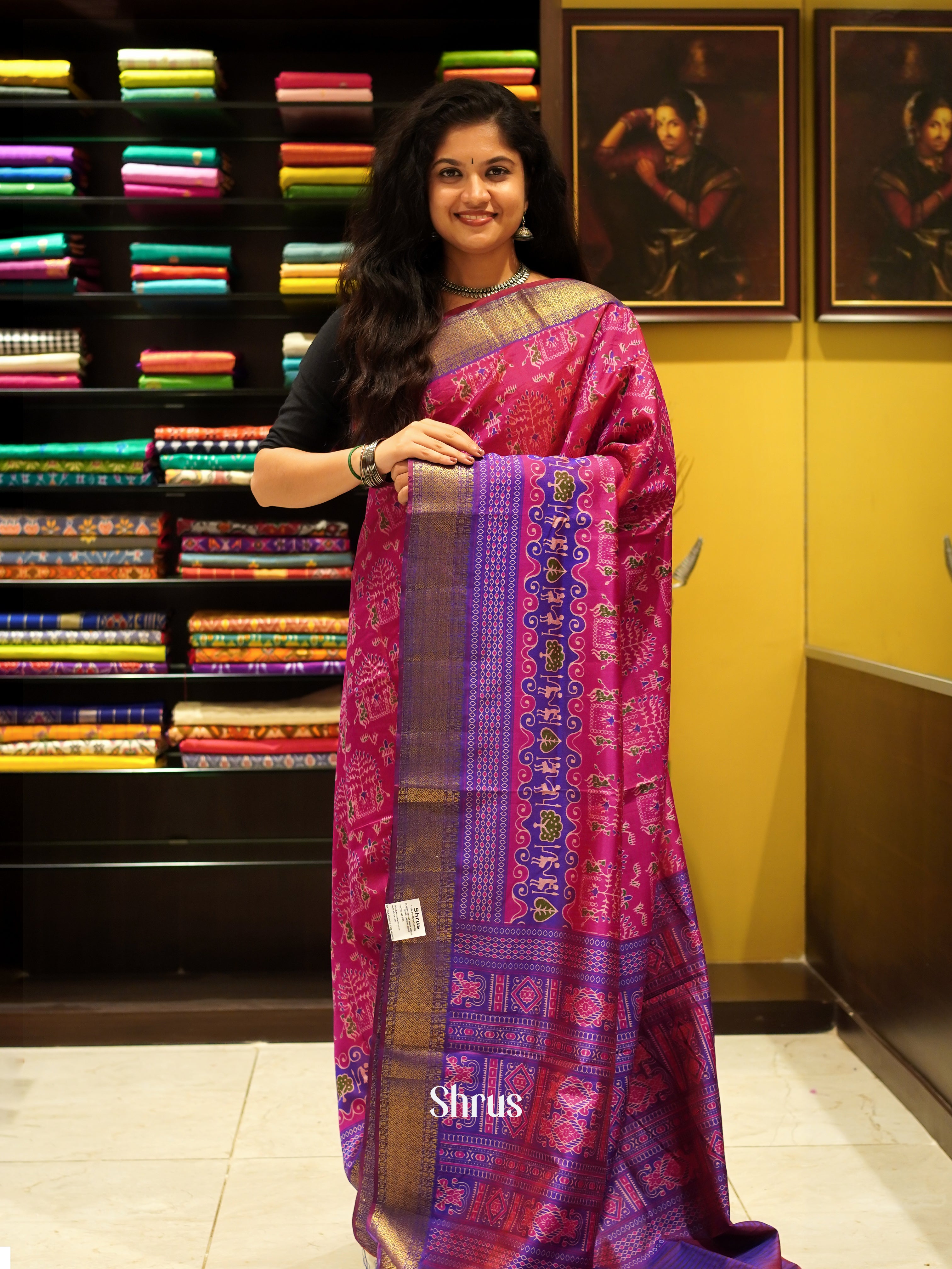Pink & Purple - Semi Patola Saree - Shop on ShrusEternity.com