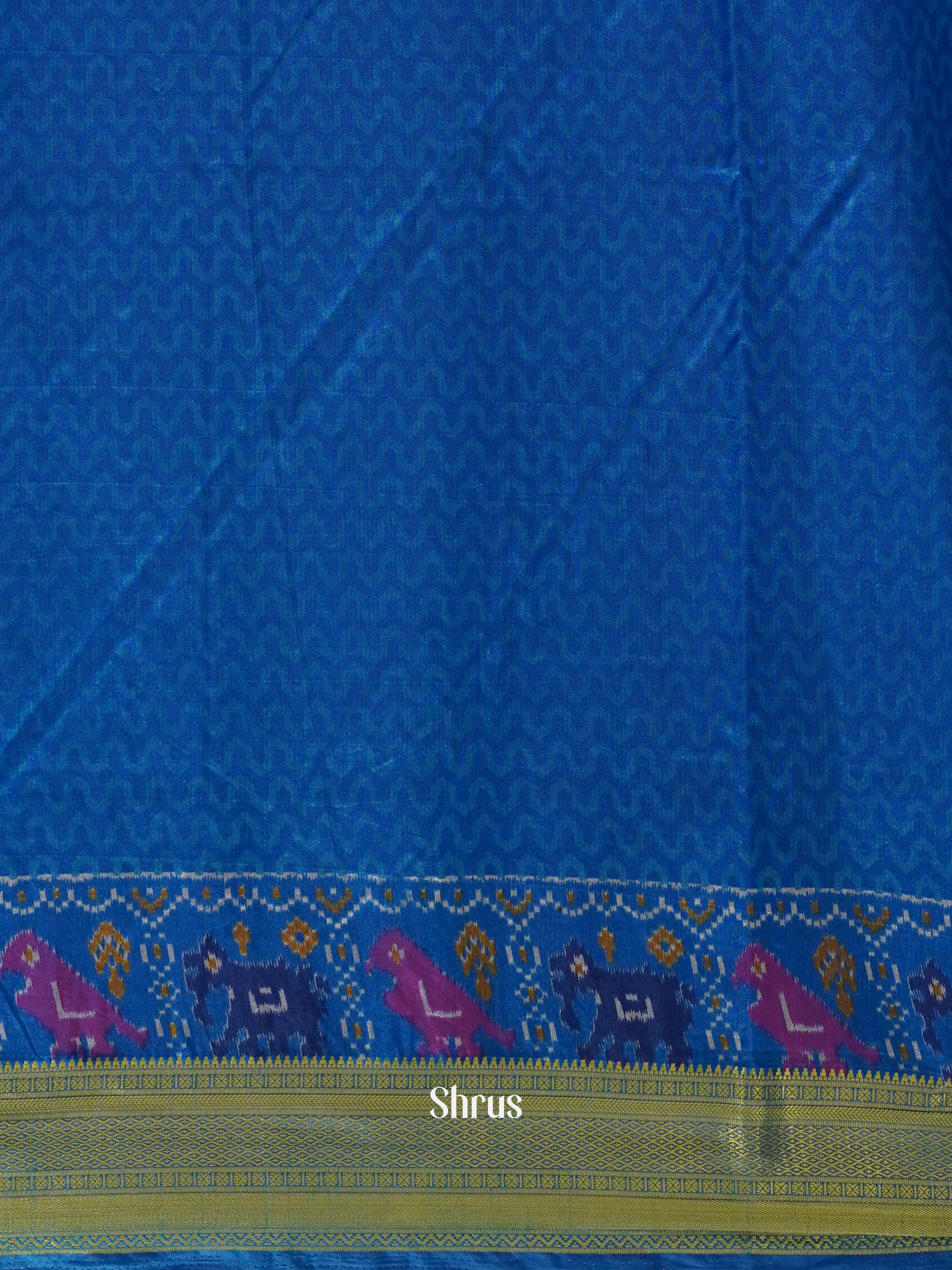 Blue(Single Tone)- Semi Patola Saree - Shop on ShrusEternity.com