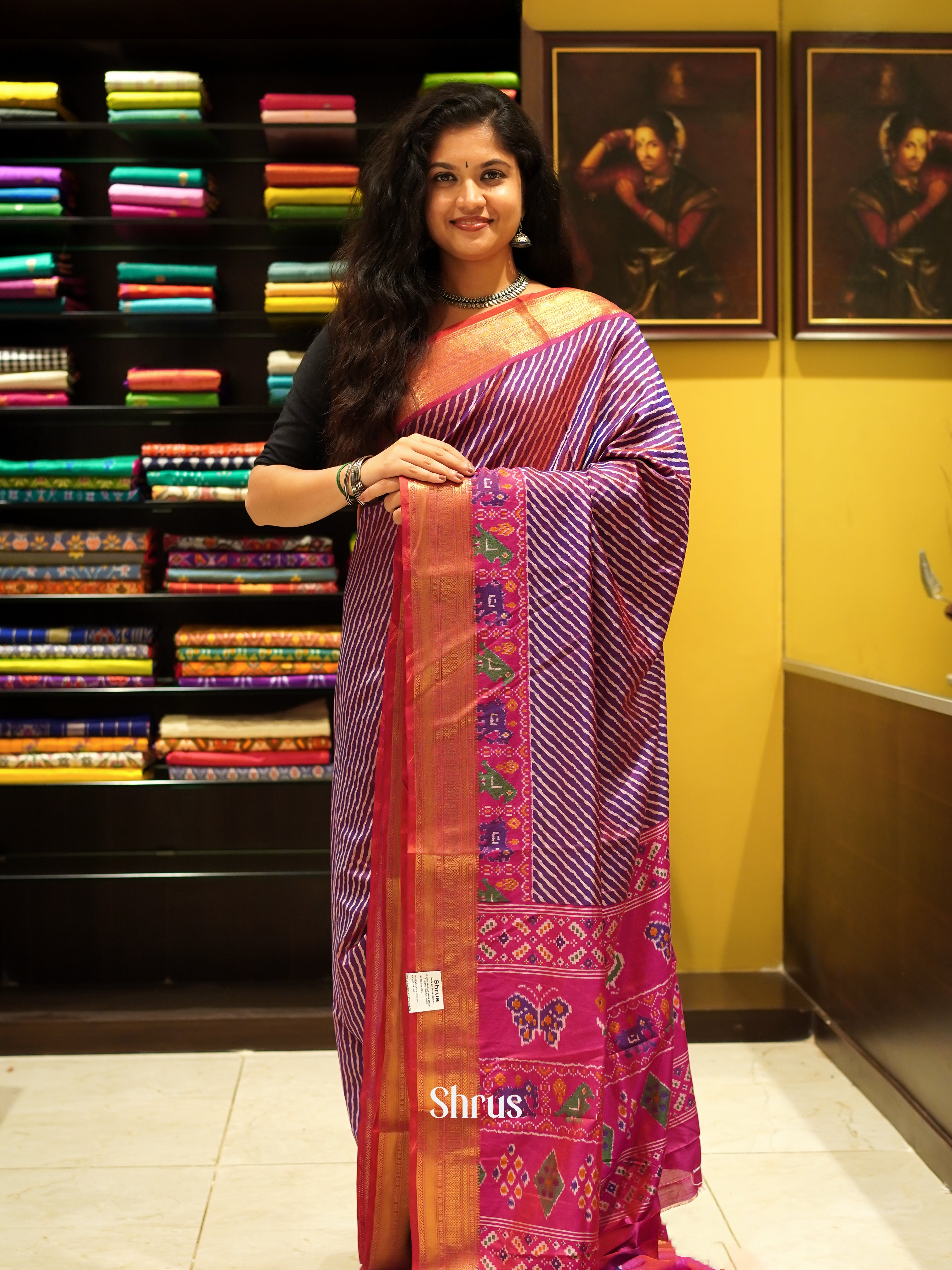 Purple & Pink - Semi Patola Saree - Shop on ShrusEternity.com