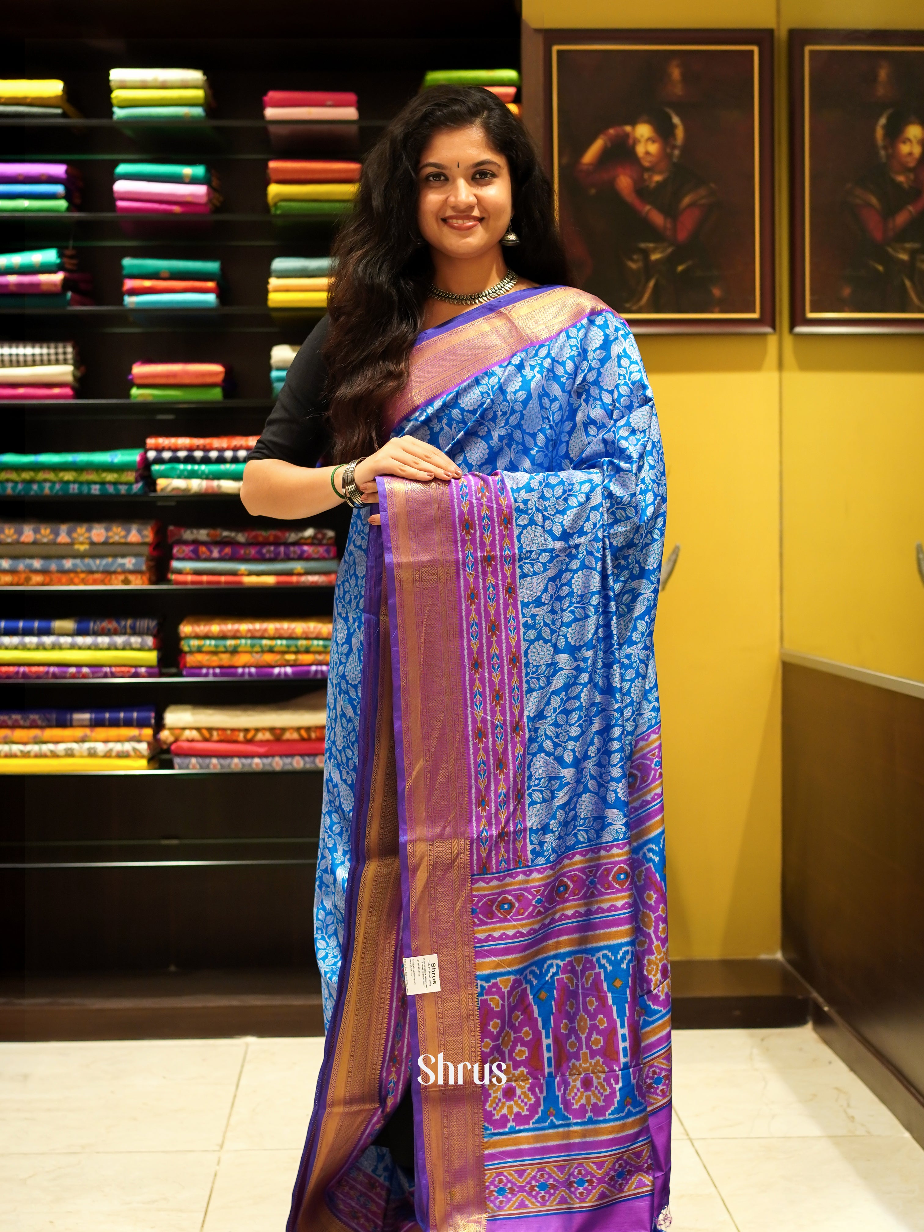 Blue & Purple - Semi Patola Saree - Shop on ShrusEternity.com