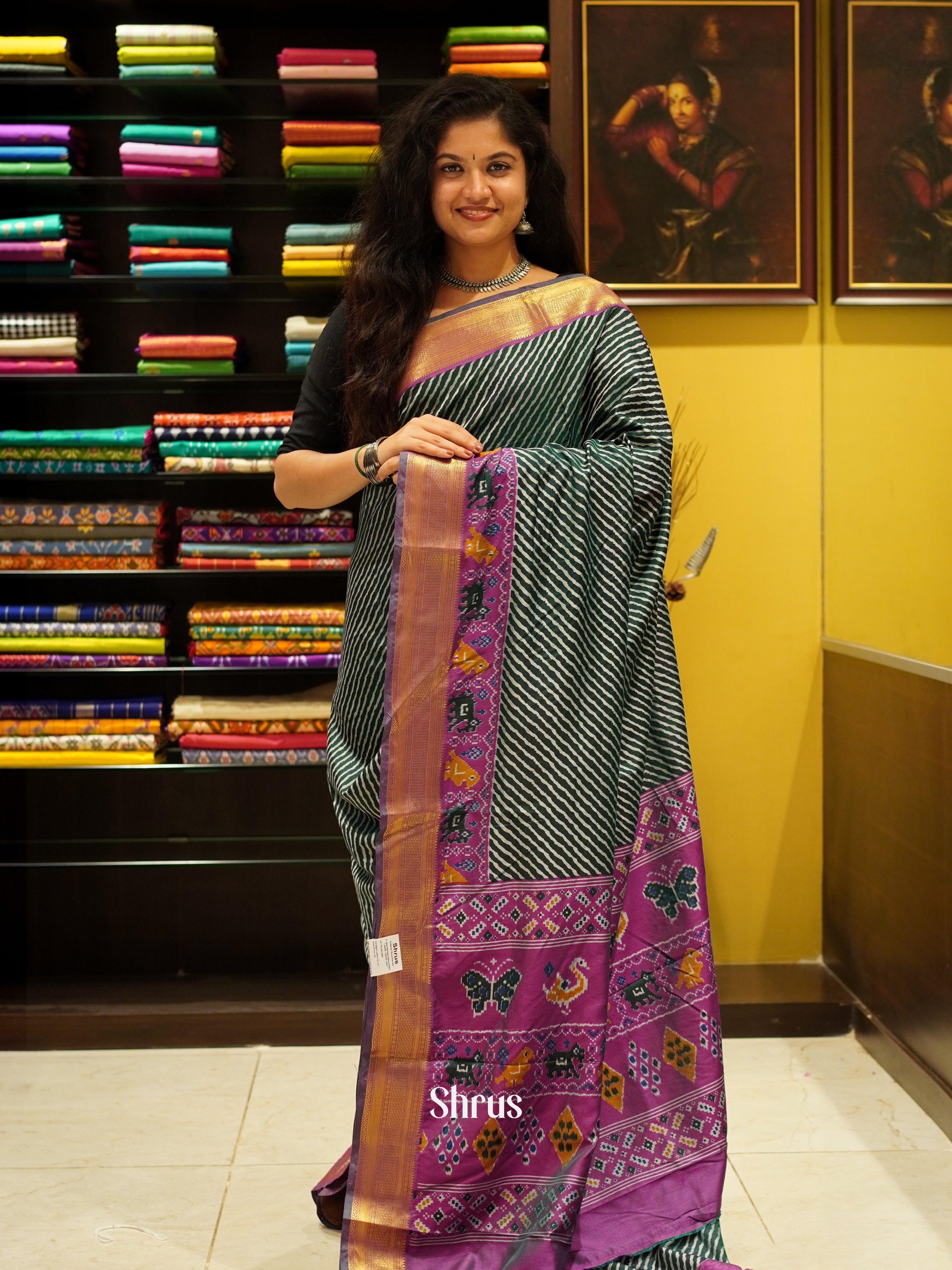 Green & Majenta - Semi Patola Saree - Shop on ShrusEternity.com