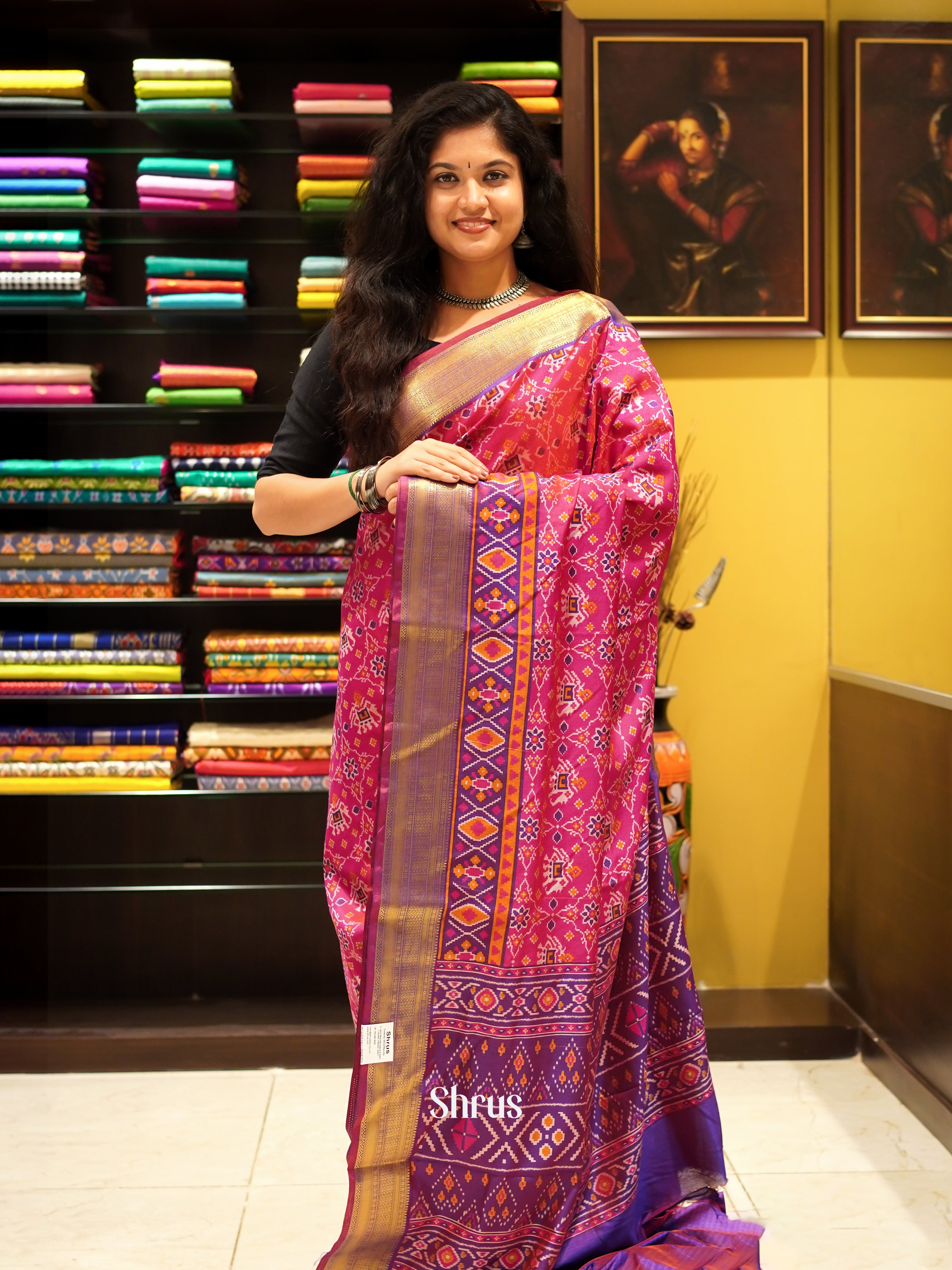 Pink & Purple - Semi Patola Saree - Shop on ShrusEternity.com