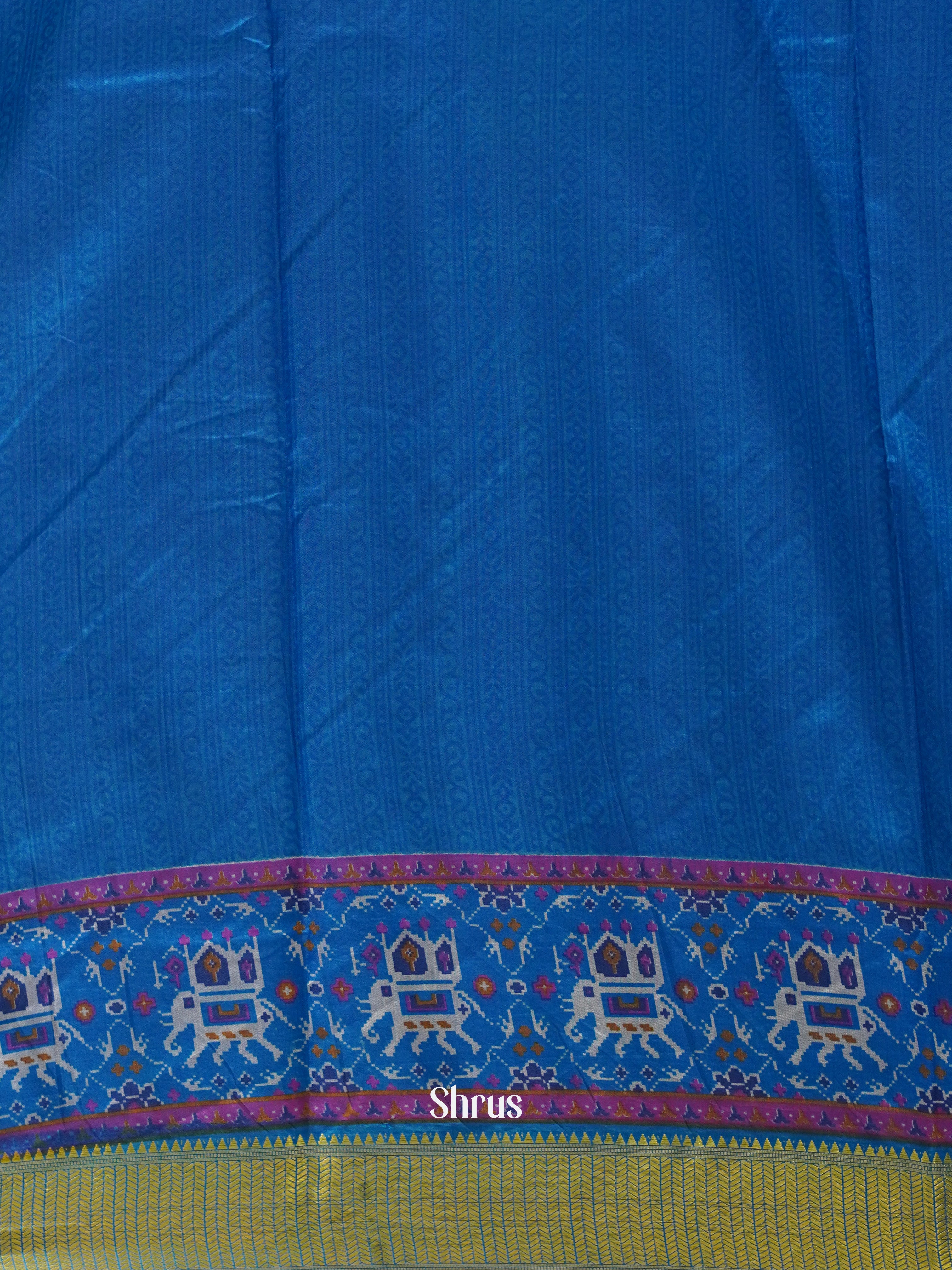 Blue(Single Tone) - Semi Patola Saree - Shop on ShrusEternity.com