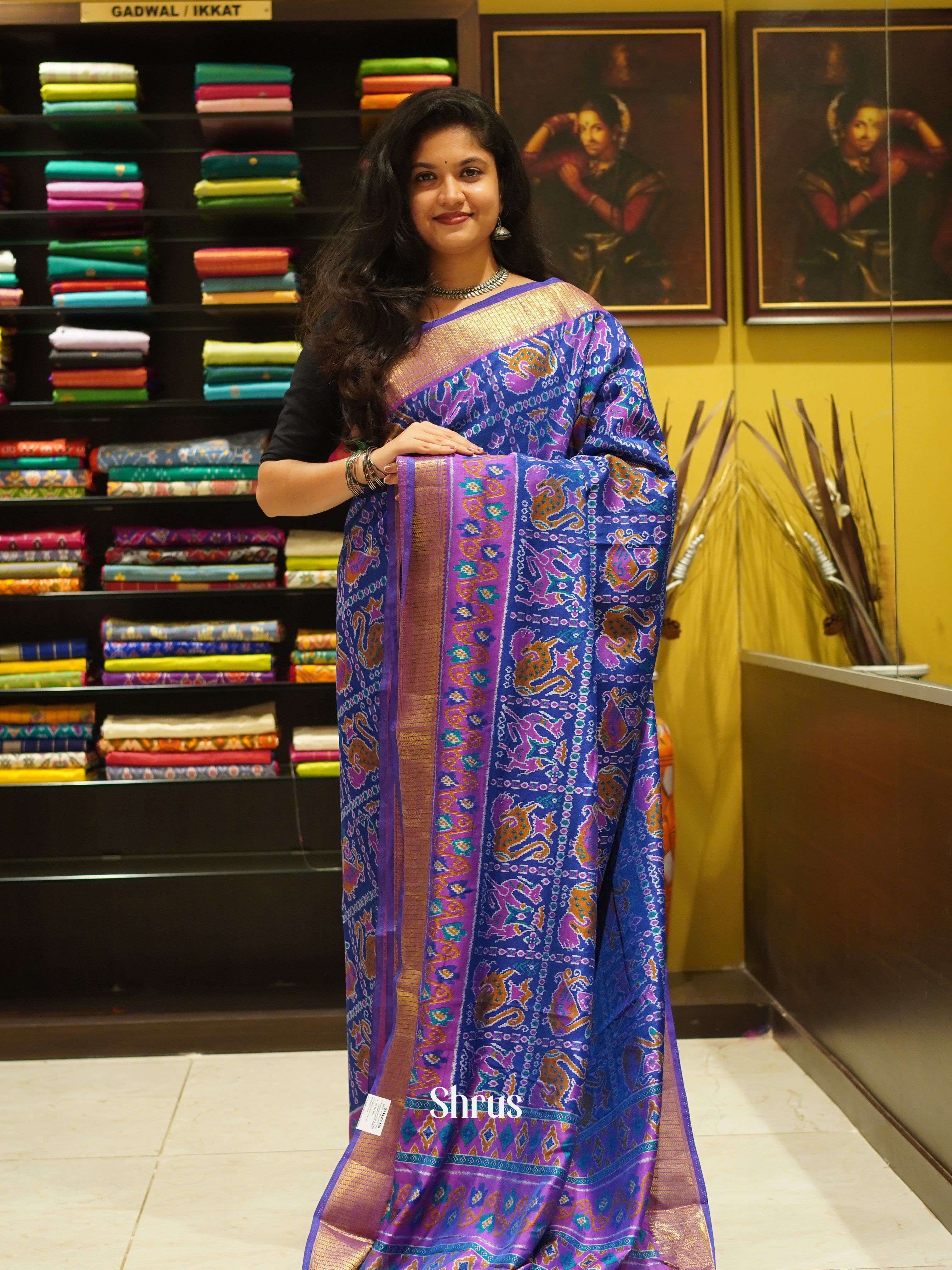 Blue & Purple - Semi Patola Saree - Shop on ShrusEternity.com