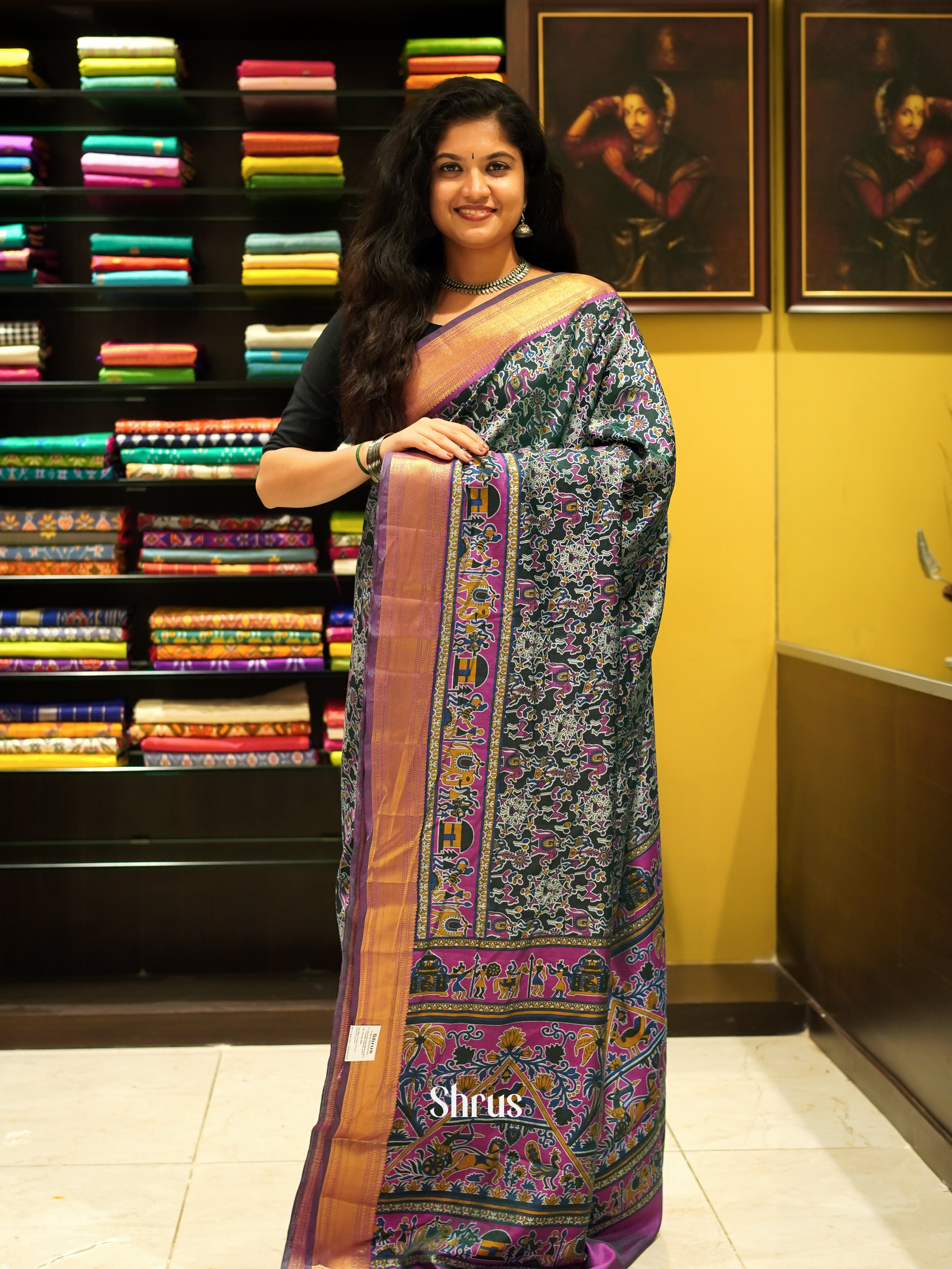 Green & Majenta - Semi Patola Saree - Shop on ShrusEternity.com