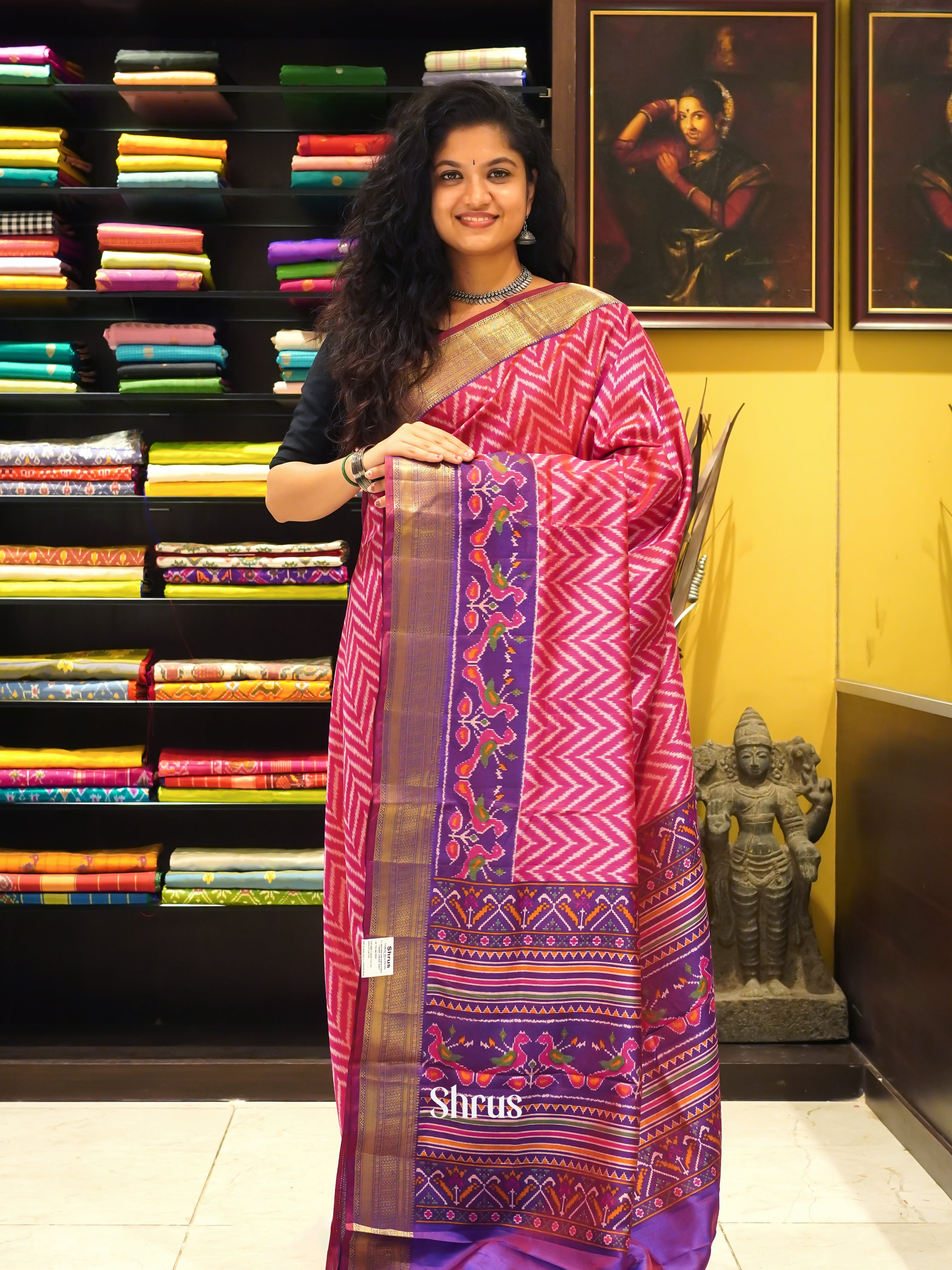 Pink & Purple - Semi Patola Saree - Shop on ShrusEternity.com