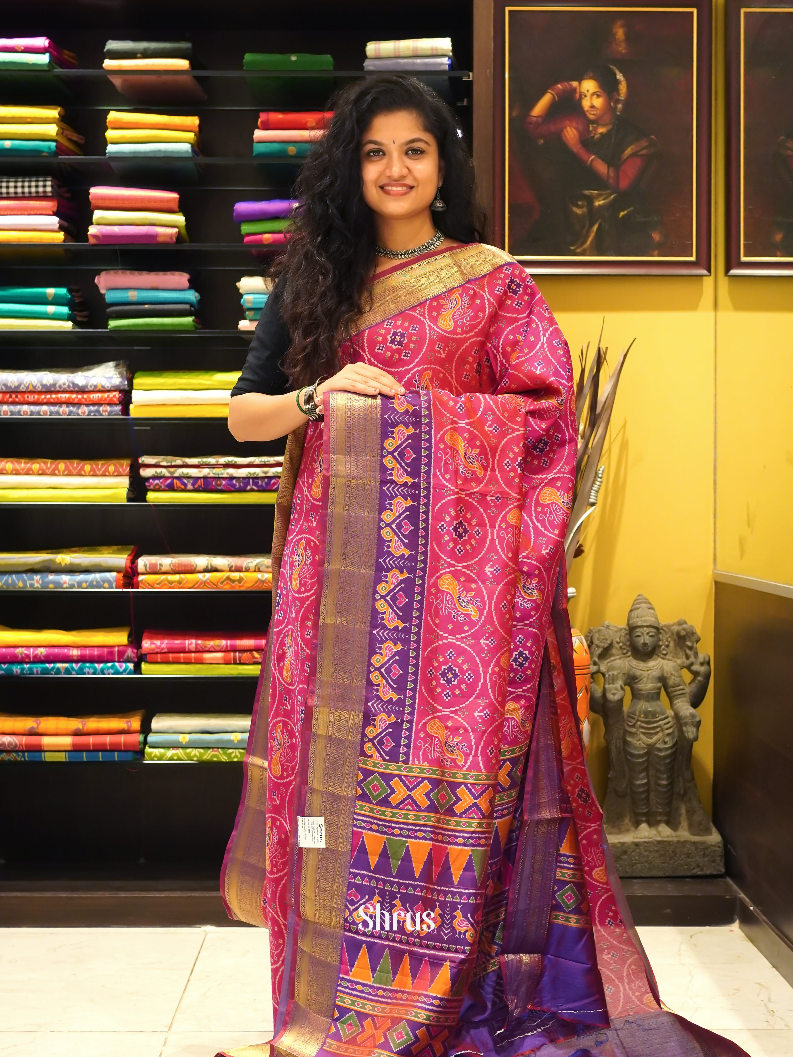 Pink & Purple - Semi Patola Saree - Shop on ShrusEternity.com