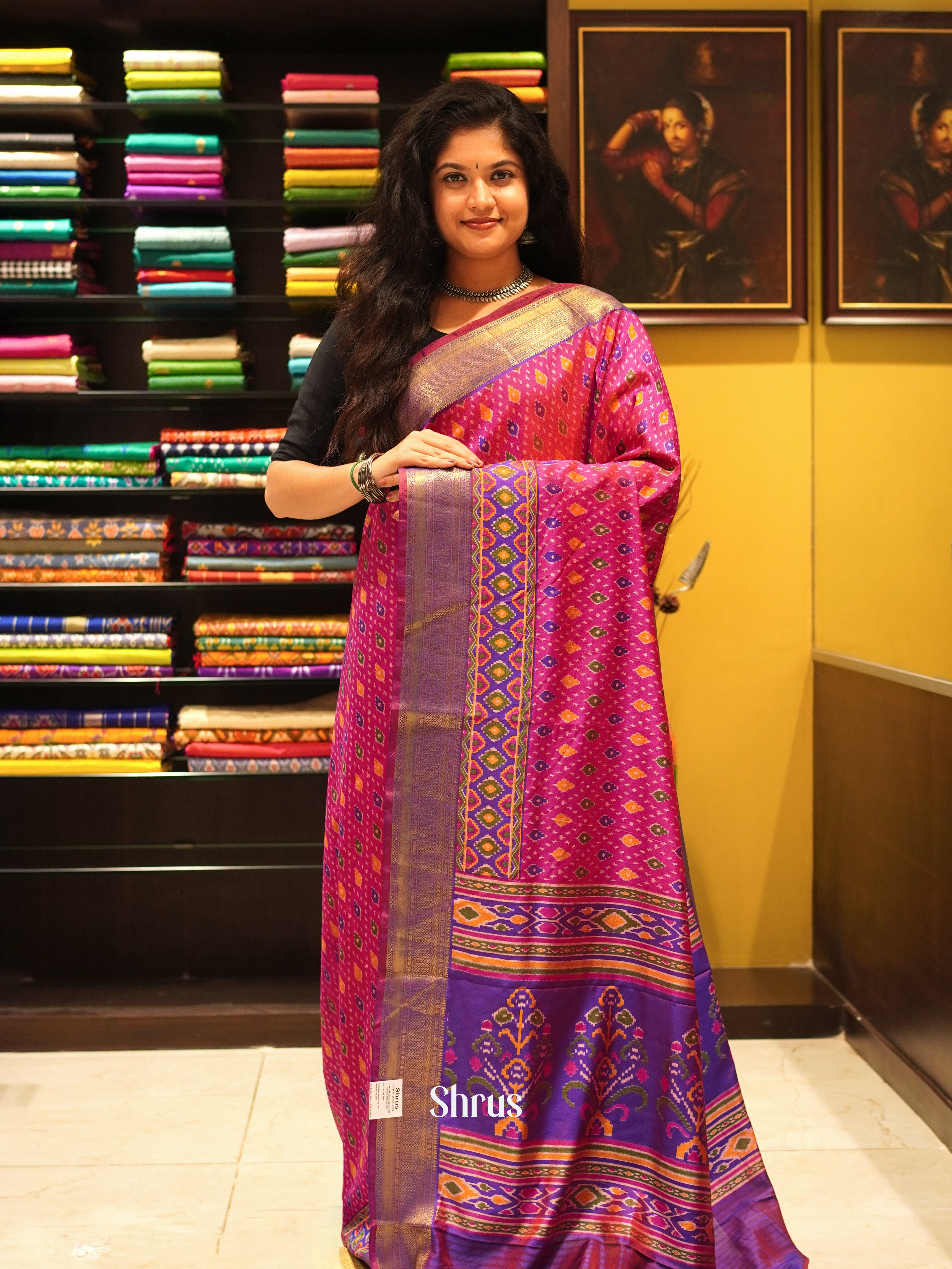 Pink & Purple - Semi Patola Saree - Shop on ShrusEternity.com