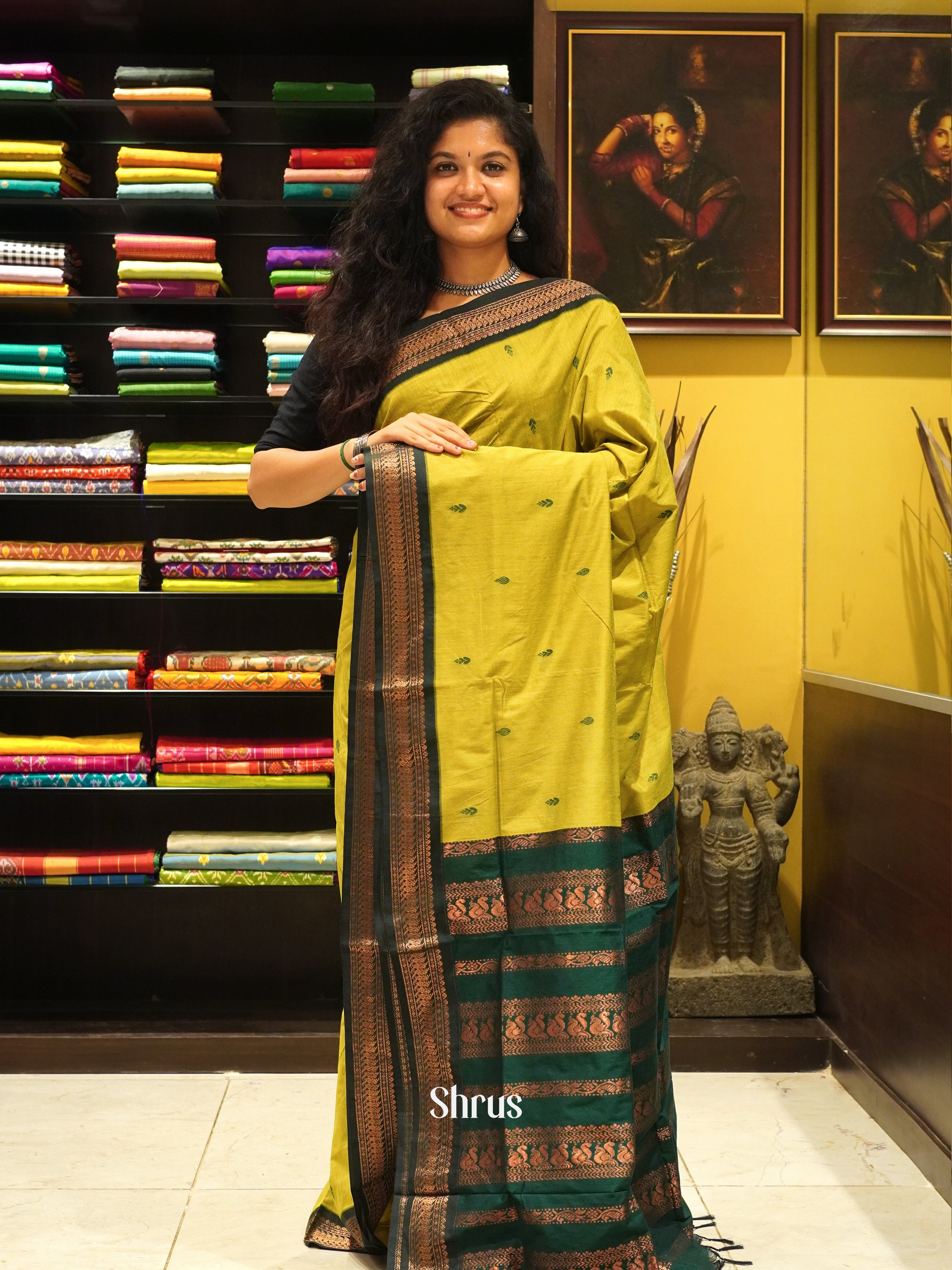 Mathulir Green & Green - Kalyani Cotton Saree - Shop on ShrusEternity.com