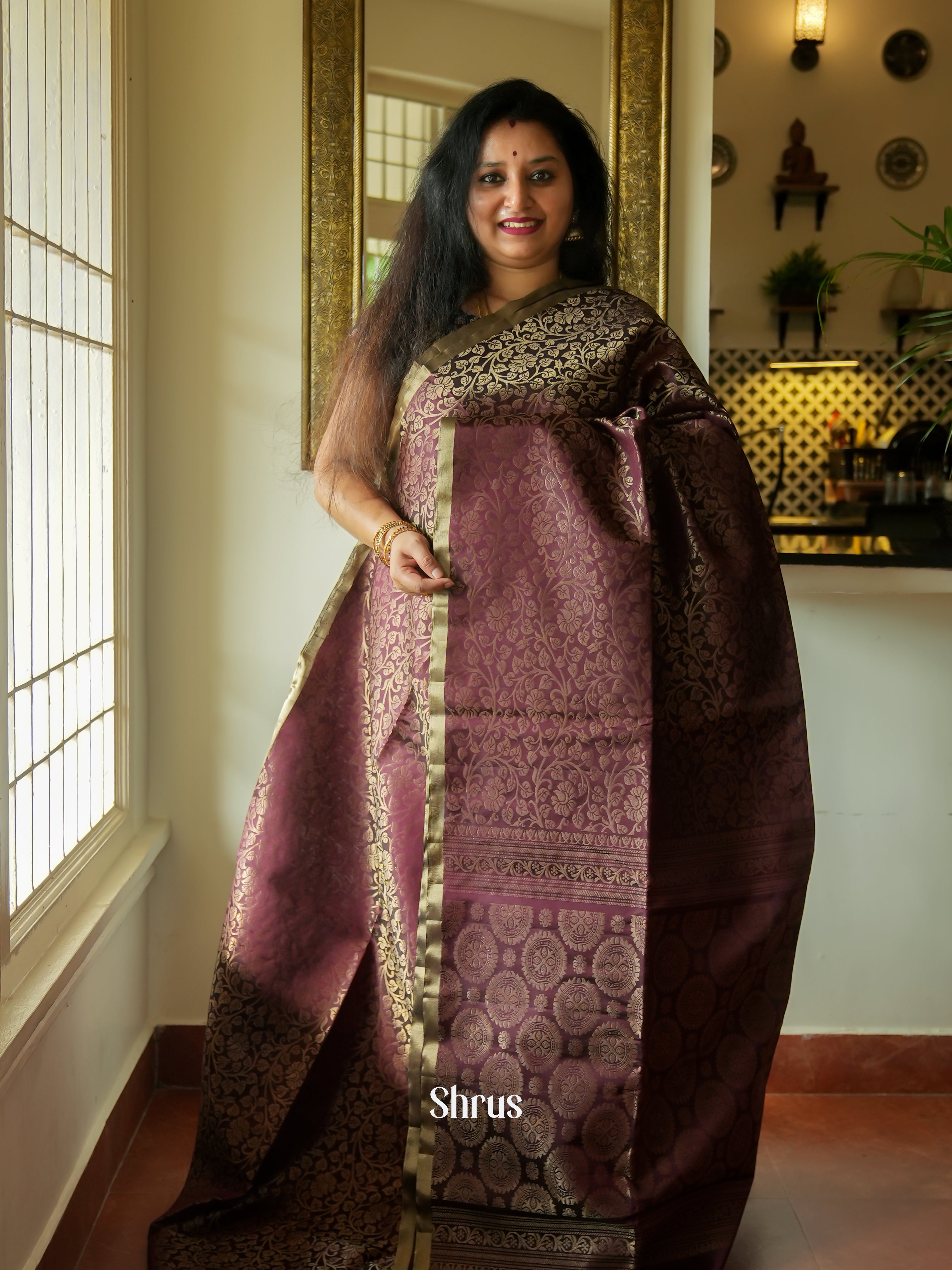 Brown(Single Tone) - Soft Silk Saree - Shop on ShrusEternity.com