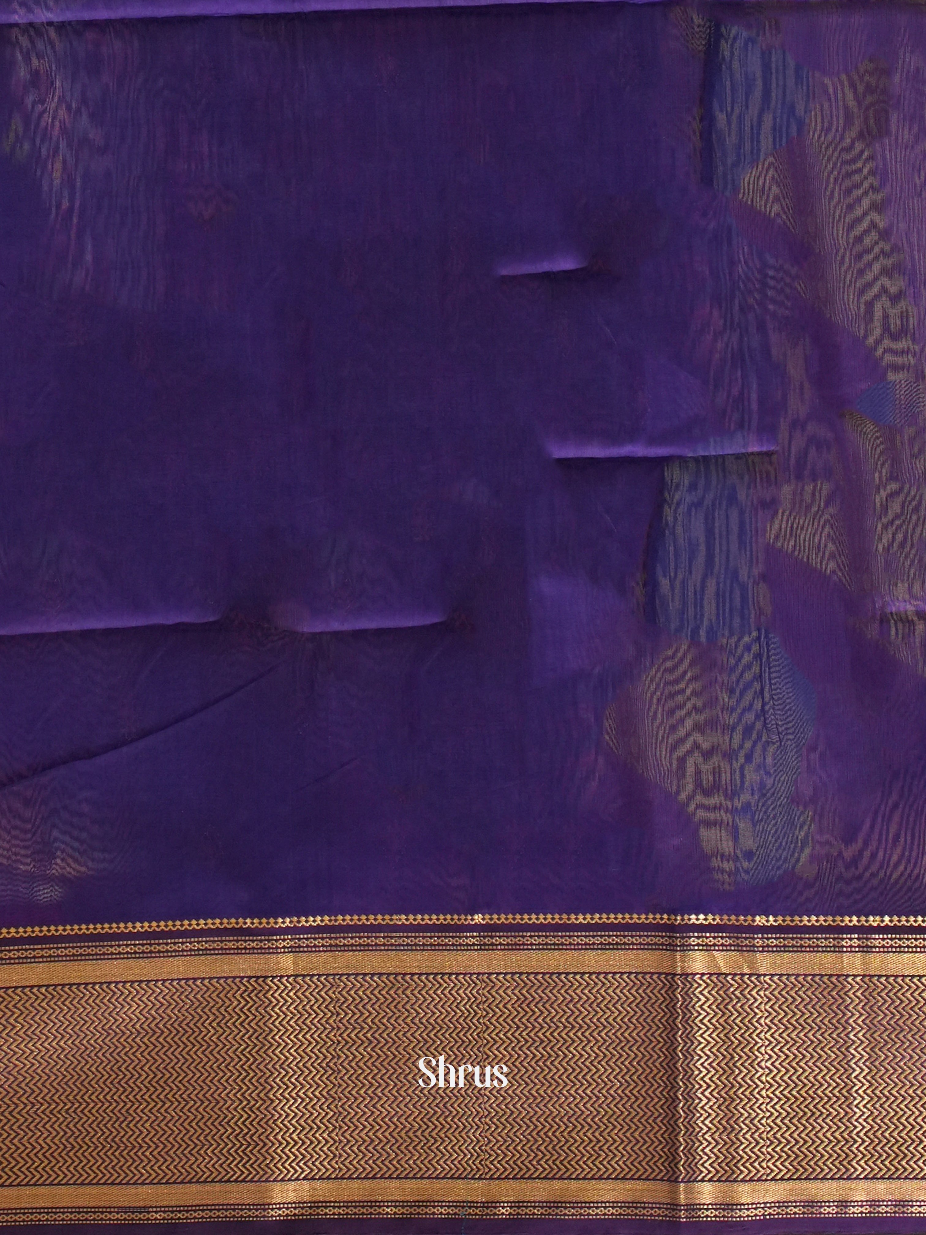 Blue & Violet - Maheshwari silk cotton Saree - Shop on ShrusEternity.com