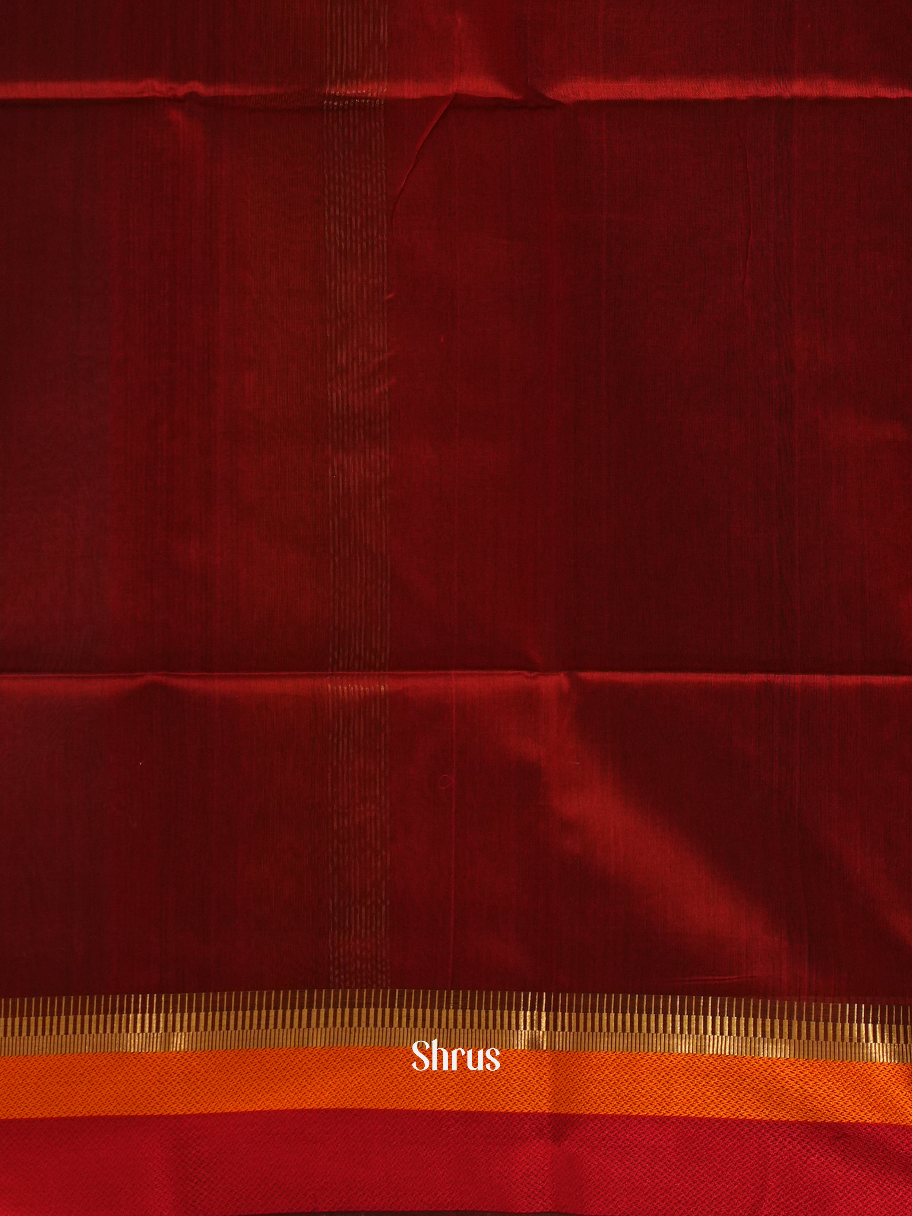 Grey & Maroon - Maheshwari silkcotton Saree - Shop on ShrusEternity.com