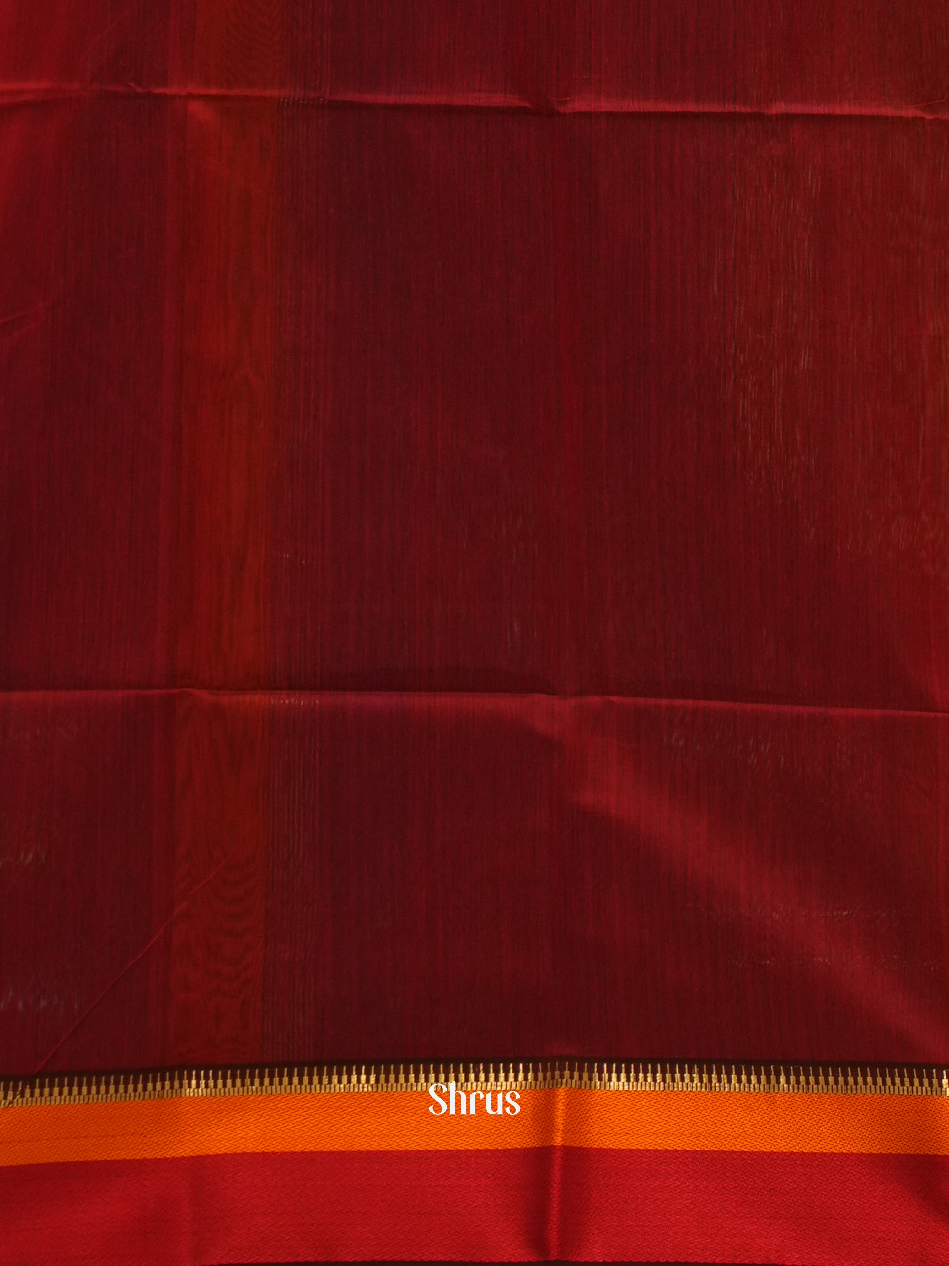 Blue & Maroon - Maheshwari silkcotton Saree - Shop on ShrusEternity.com