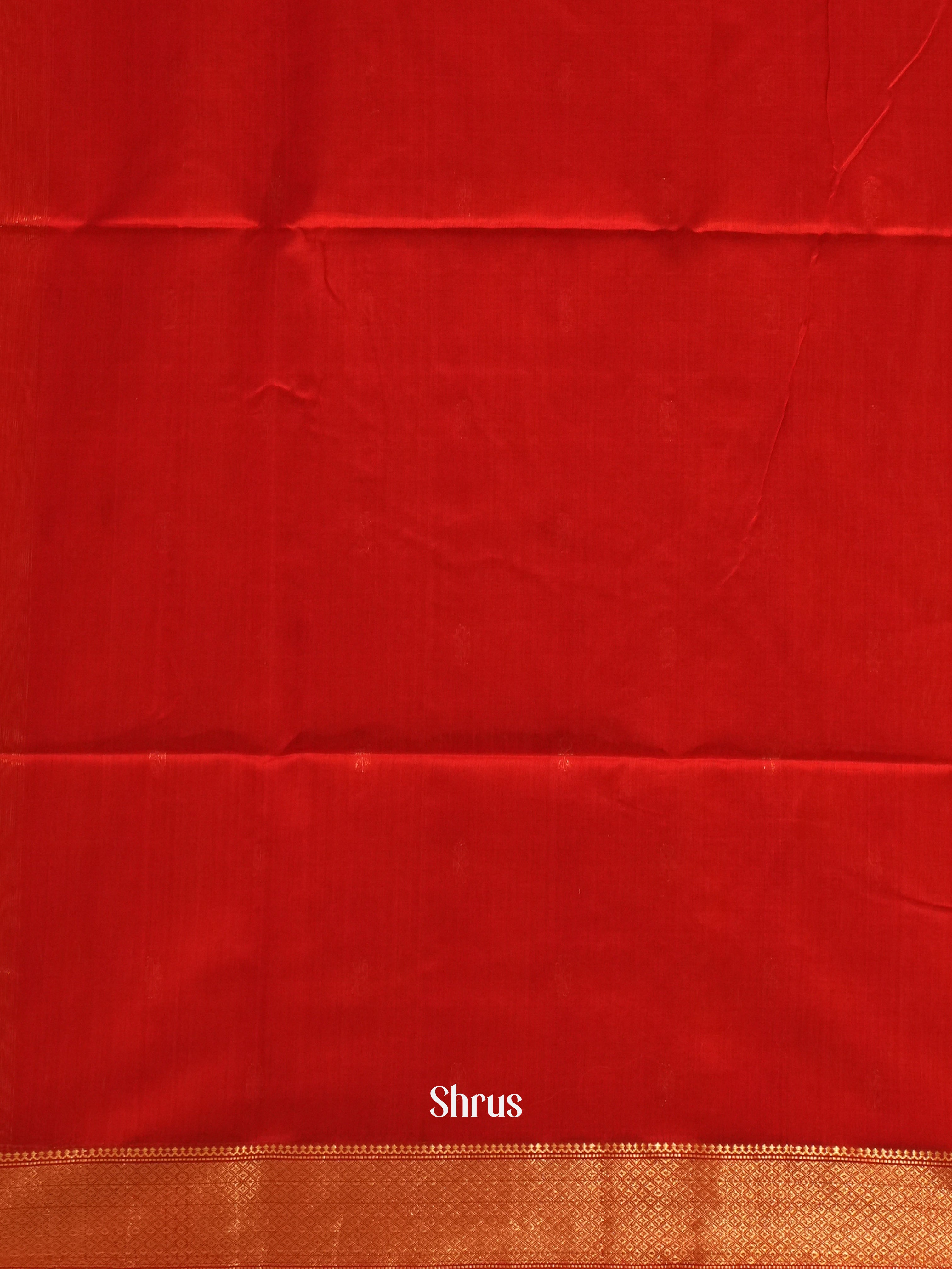 Yellow & Red - Maheshwari silkcotton Saree - Shop on ShrusEternity.com