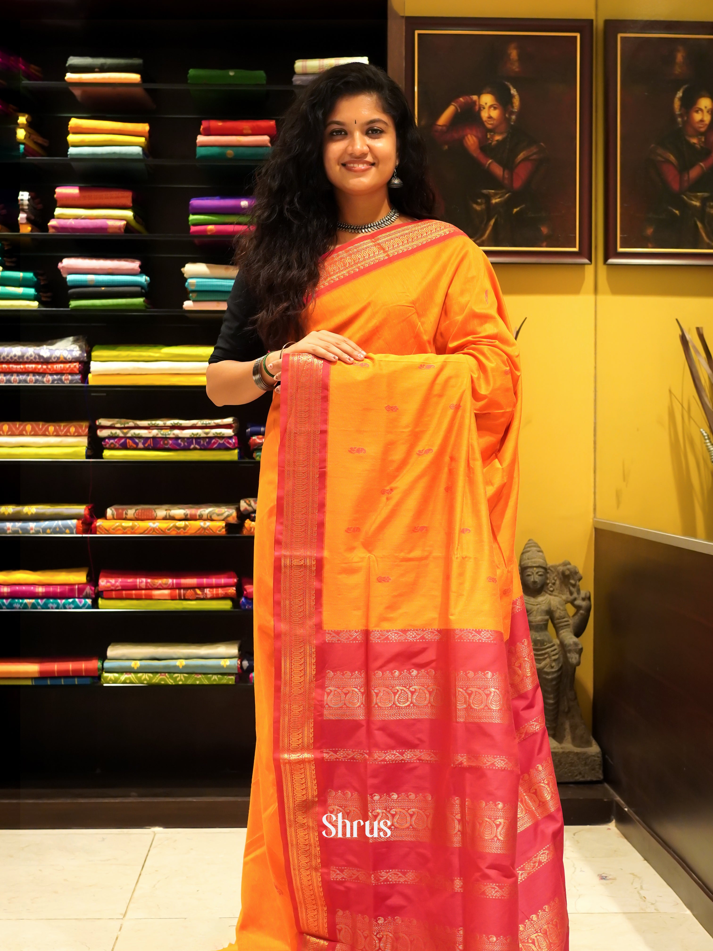 Yellow & pink - Kalyani Cotton - Shop on ShrusEternity.com