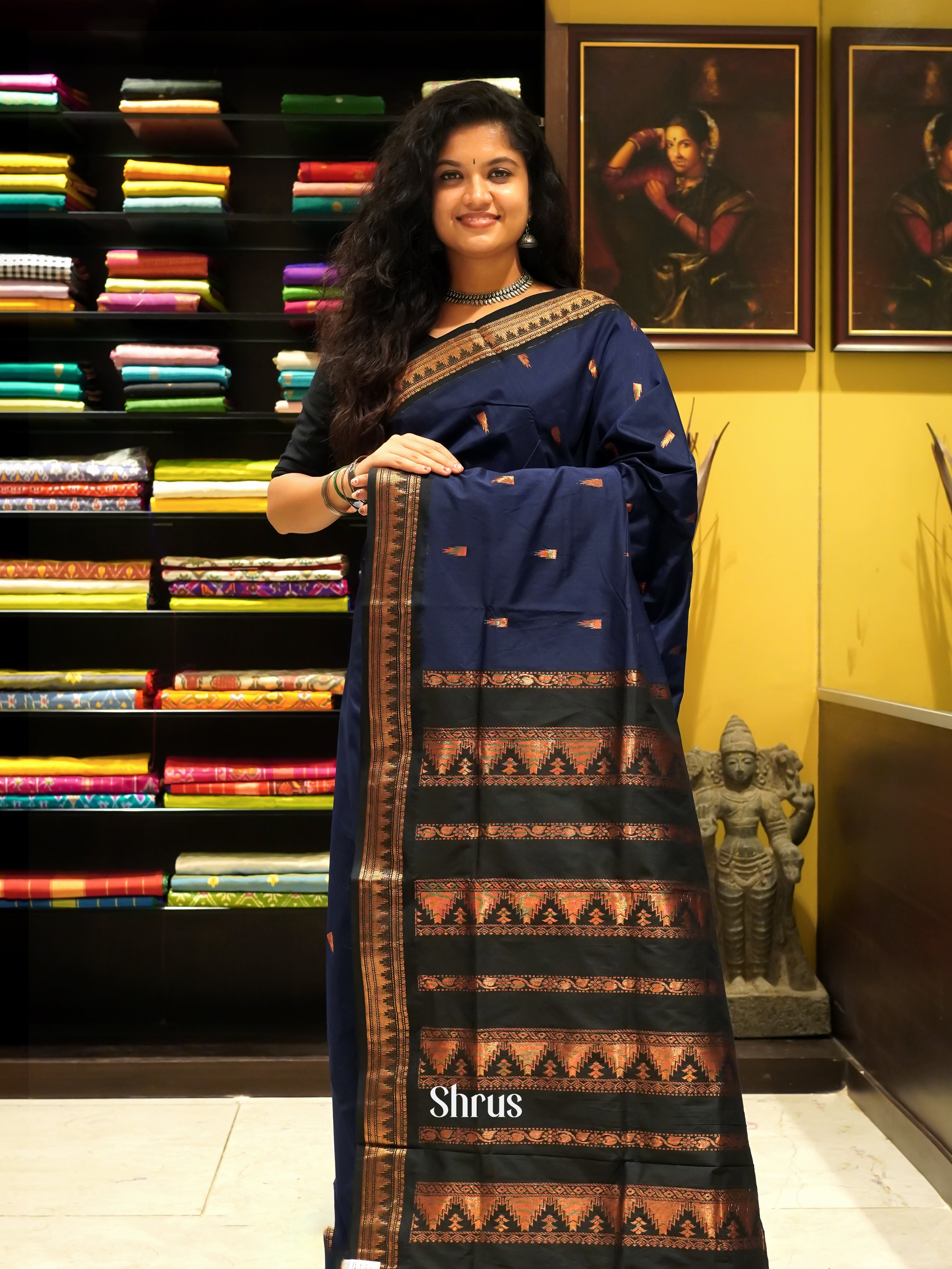 Blue & Black - Kalyani Cotton - Shop on ShrusEternity.com