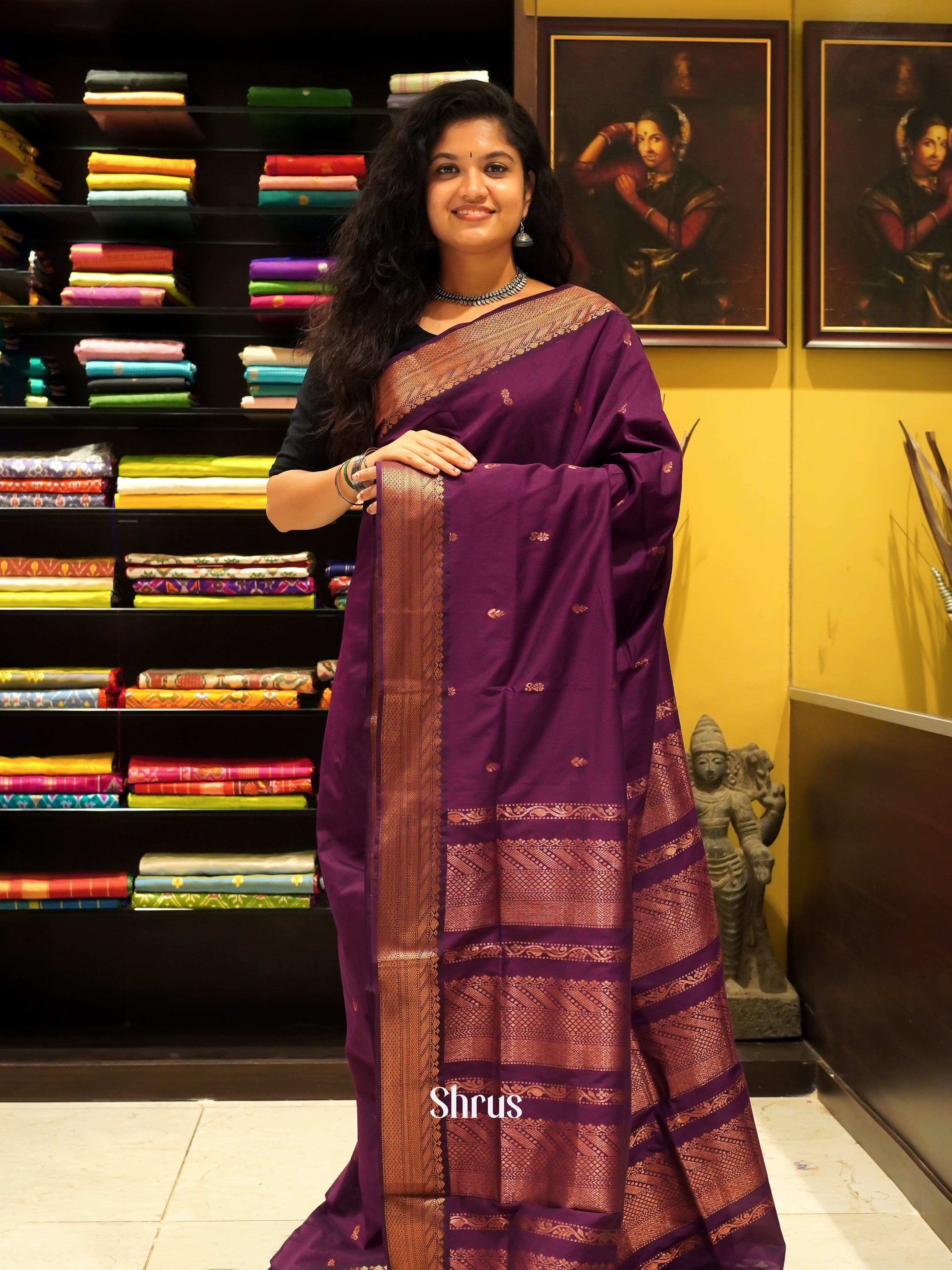 Wine(Single Tone) - Kalyani Cotton - Shop on ShrusEternity.com