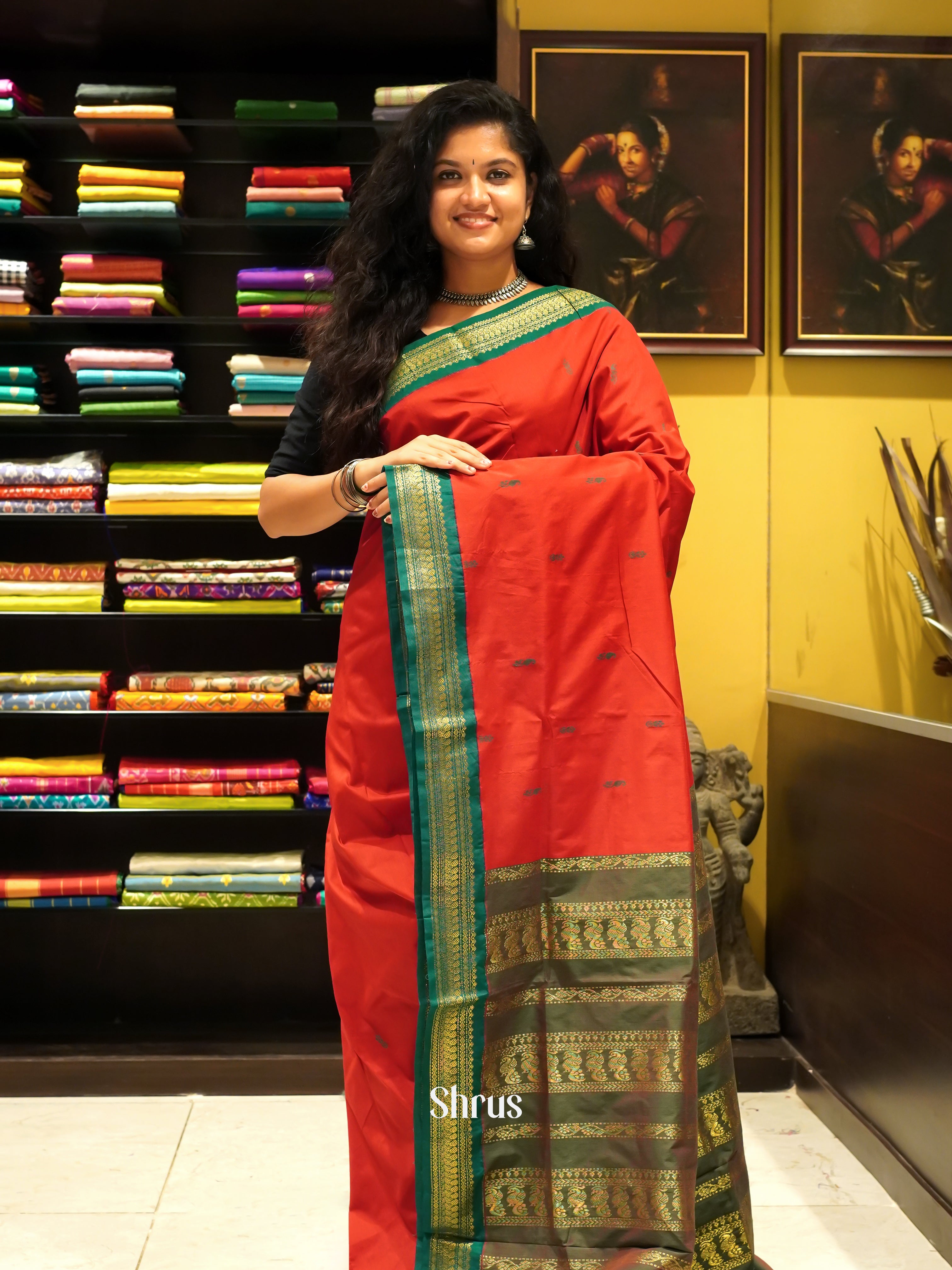 Red & Green - Kalyani Cotton - Shop on ShrusEternity.com